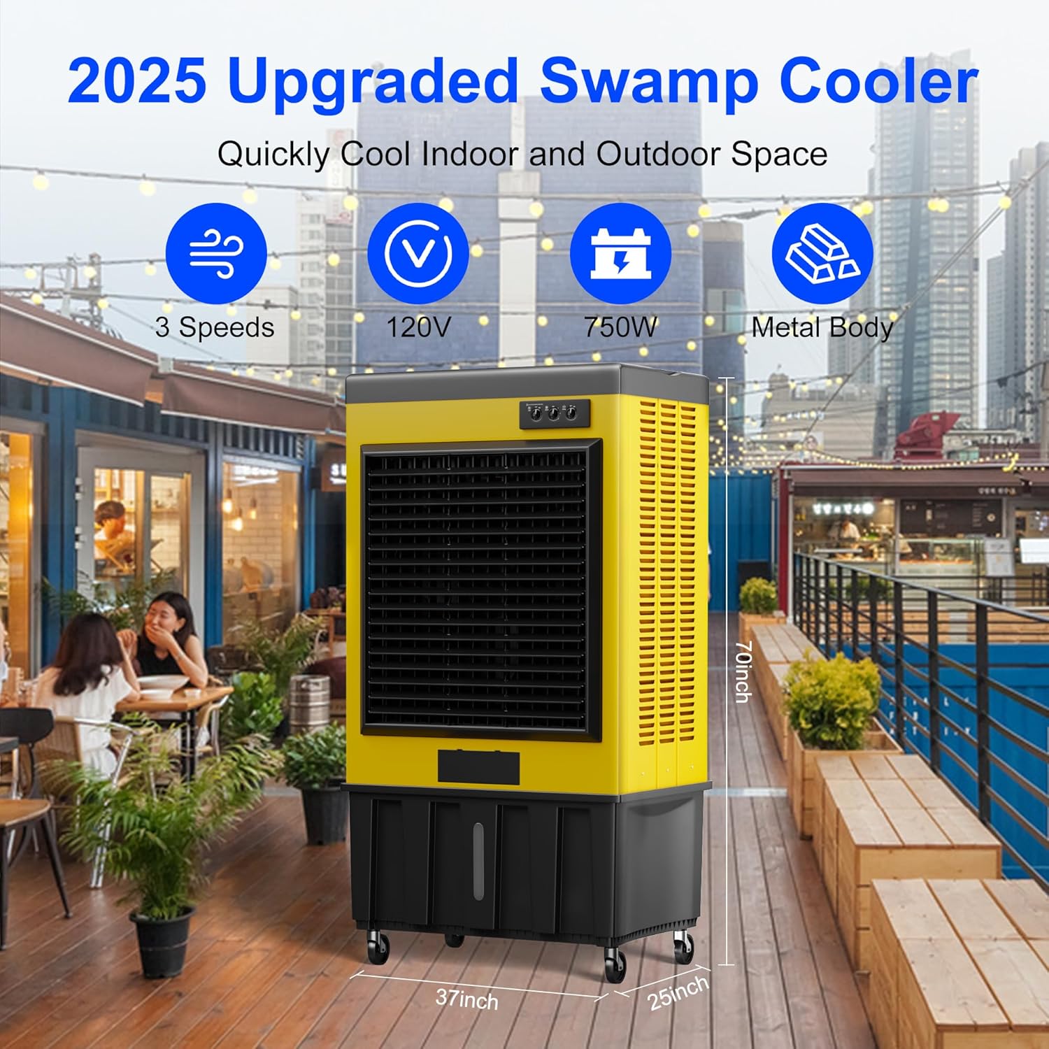 MEPTY 14715CFM Swamp Cooler, Evaporative Air Cooler with Continuous Auto Fill, Portable Evaporative Cooler for Commercial, Industrial, Garage, Patio Use, Outdoor Air Conditioners
