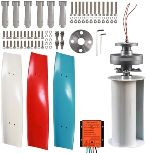 10000W Wind Turbine Generator Kit, 12V/24V/48V with Controller, 3 Blades Auto Windward Adjustment for Marine, Terrace, Motor Home - Efficient Renewable Energy Solution