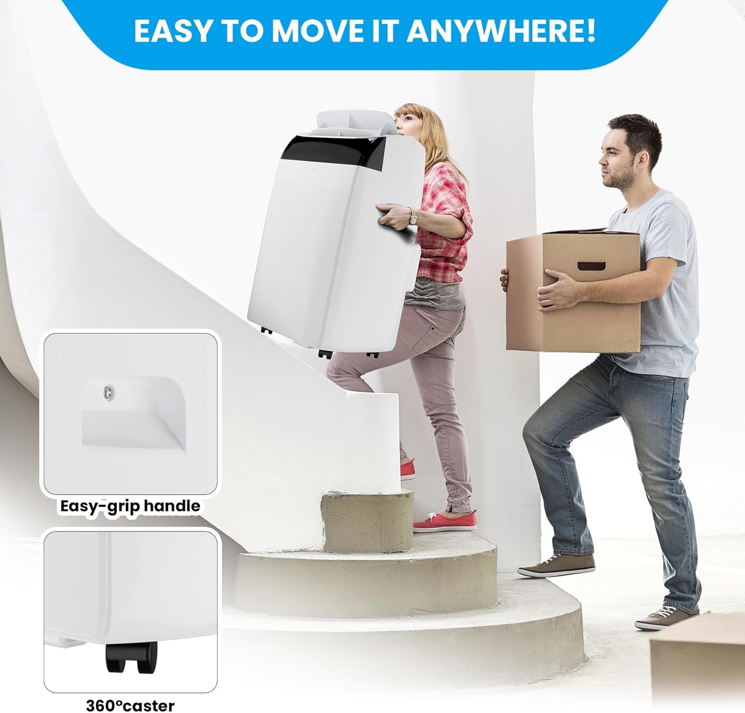 Garvee 12000 btu Portable Air Conditioners, 115V Portable Air Conditioner With Fan, Cooling, Dehumidification, Indoors ac unit Fast Cooling 550 Sq. Ft, with Remote Controller, 360° rotation pulley