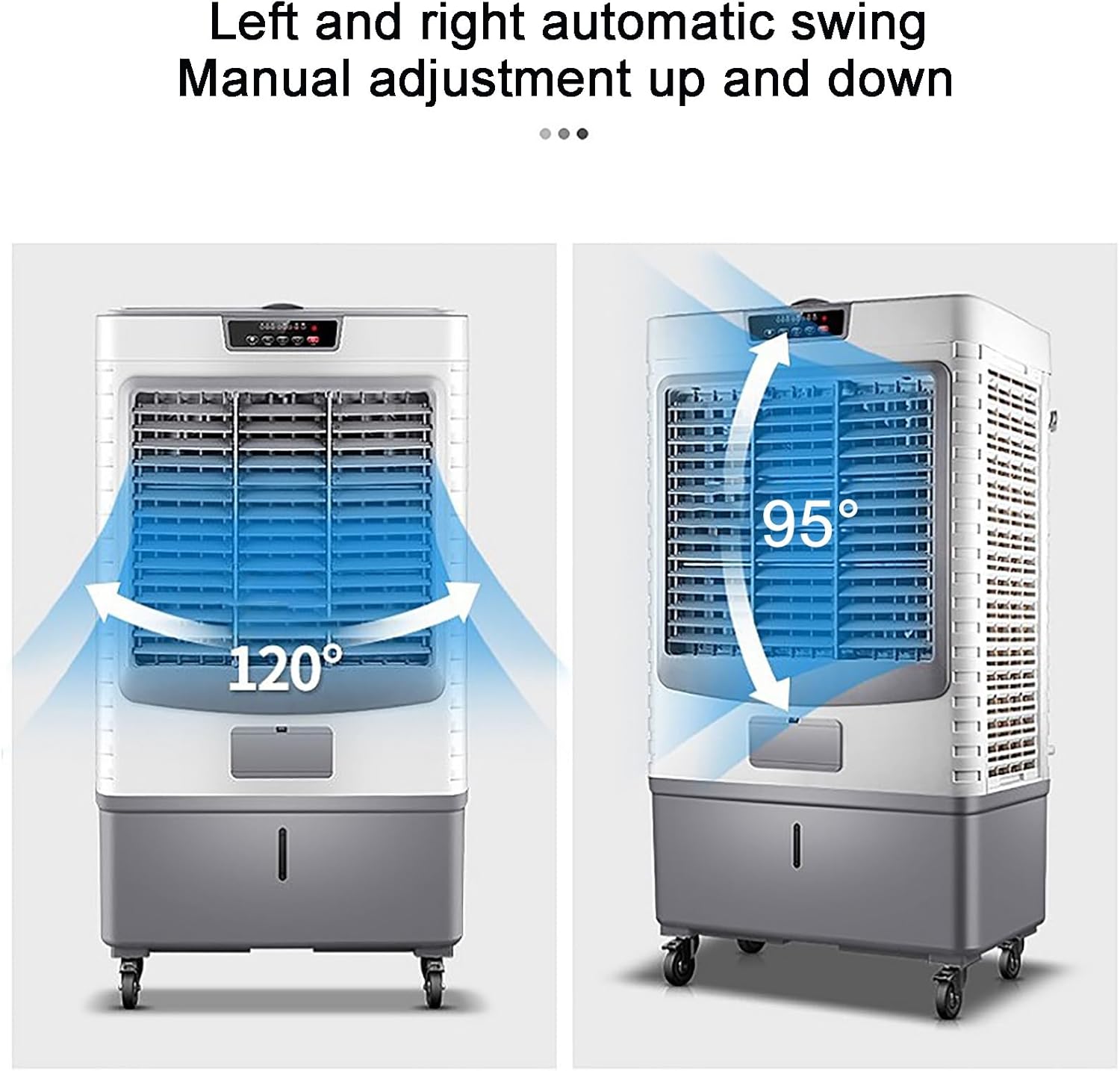 Air Conditioner Fan Evaporative Air Cooler 3 Speeds, with Misting Function, 120° Oscillation Swamp Cooler, for Office, Home, Room, Outdoor(Size:95cm/55L)