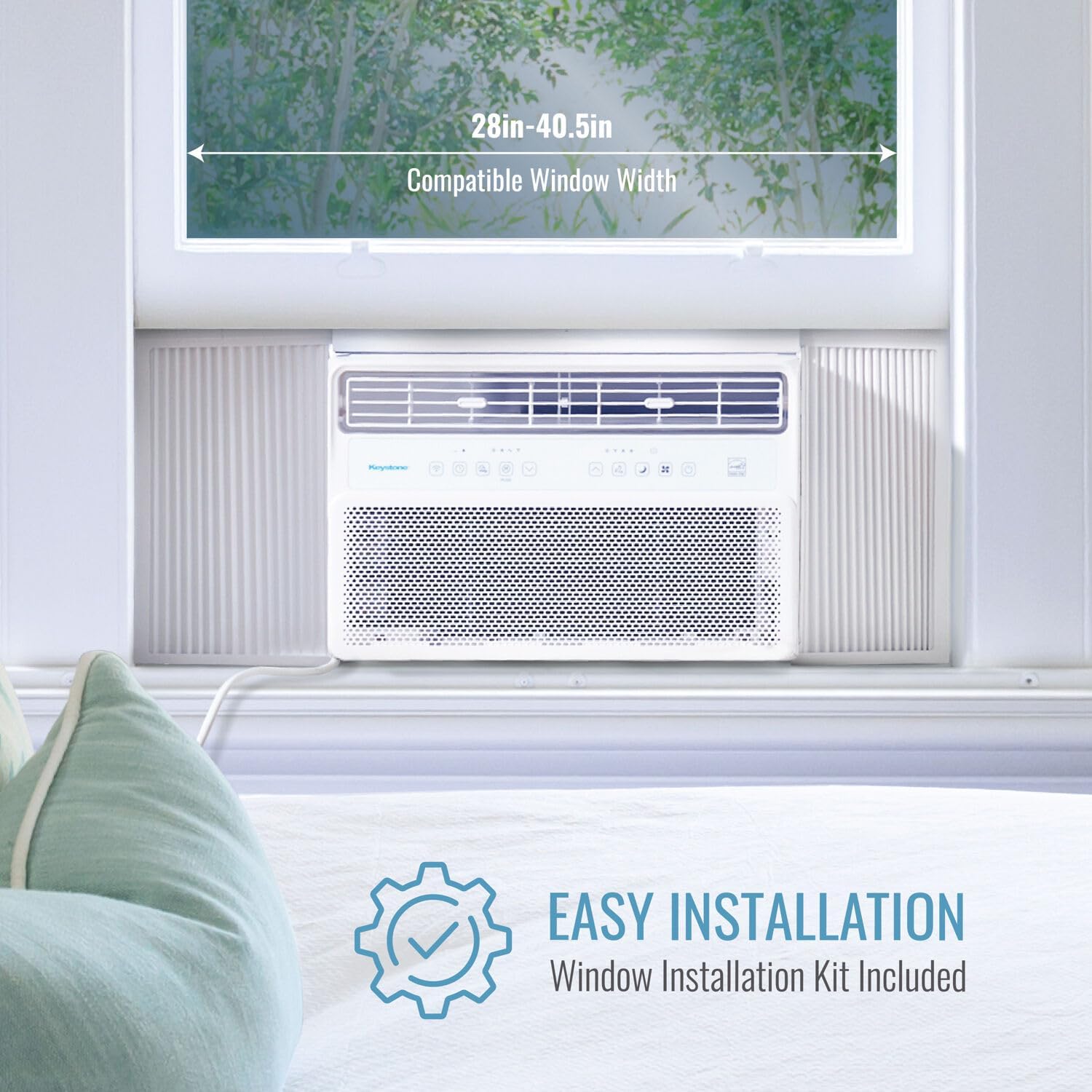 Keystone 18,000 BTU 230V Window Mounted Inverter Air Conditioner with Quiet, High Efficiency Operation and Remote, Window AC Unit for Apartment, Living Room, Bedroom, Large Rooms up to 1000-Sq. Ft.