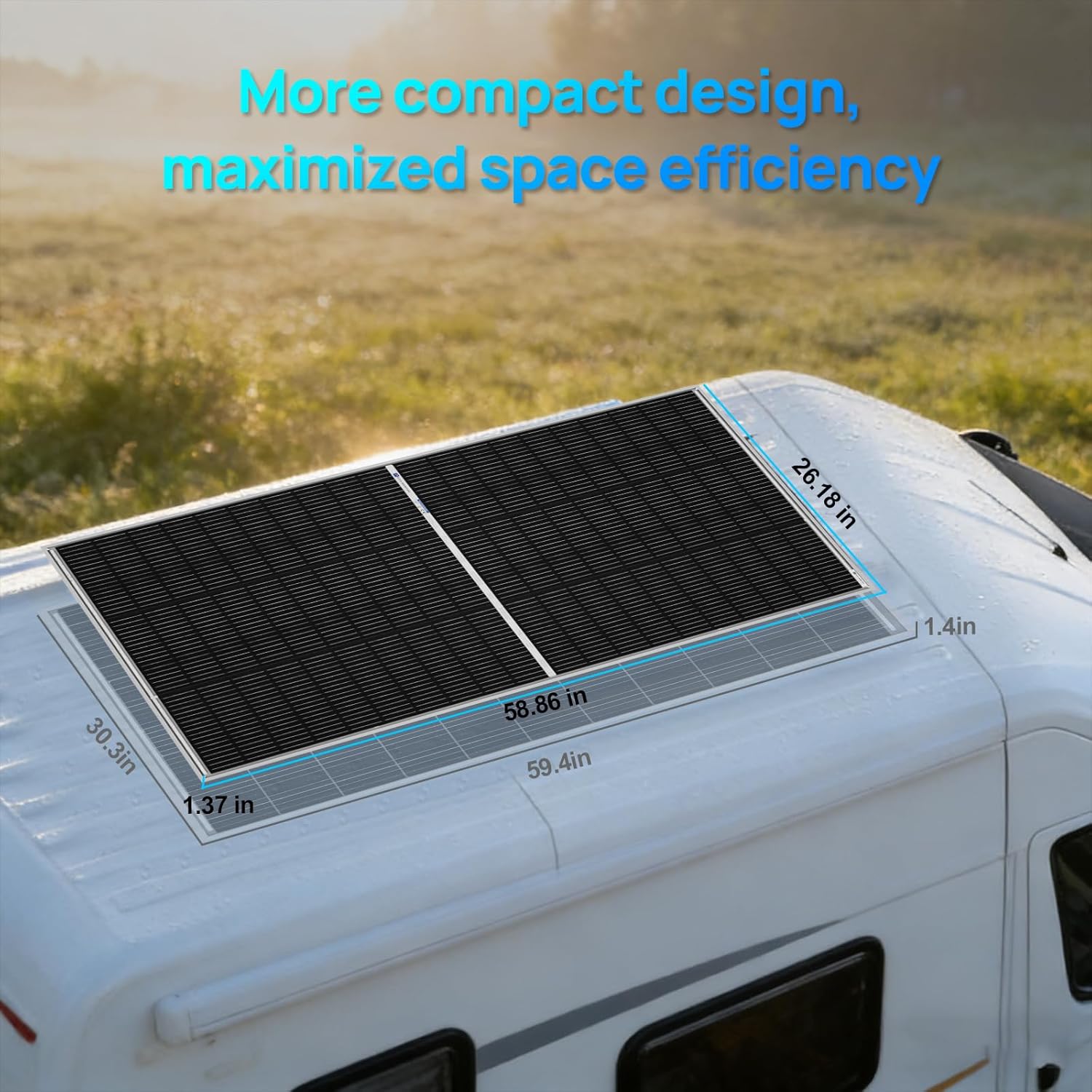 ECO-WORTHY 195W N-Type 18BB Bifacial Solar Panel, 1PC 12 Volt Monocrystalline Solar Panel with 25% High Conversion Efficiency, Ideal for RV, Boat, Roof, Farm,Home & Off-Grid Applications