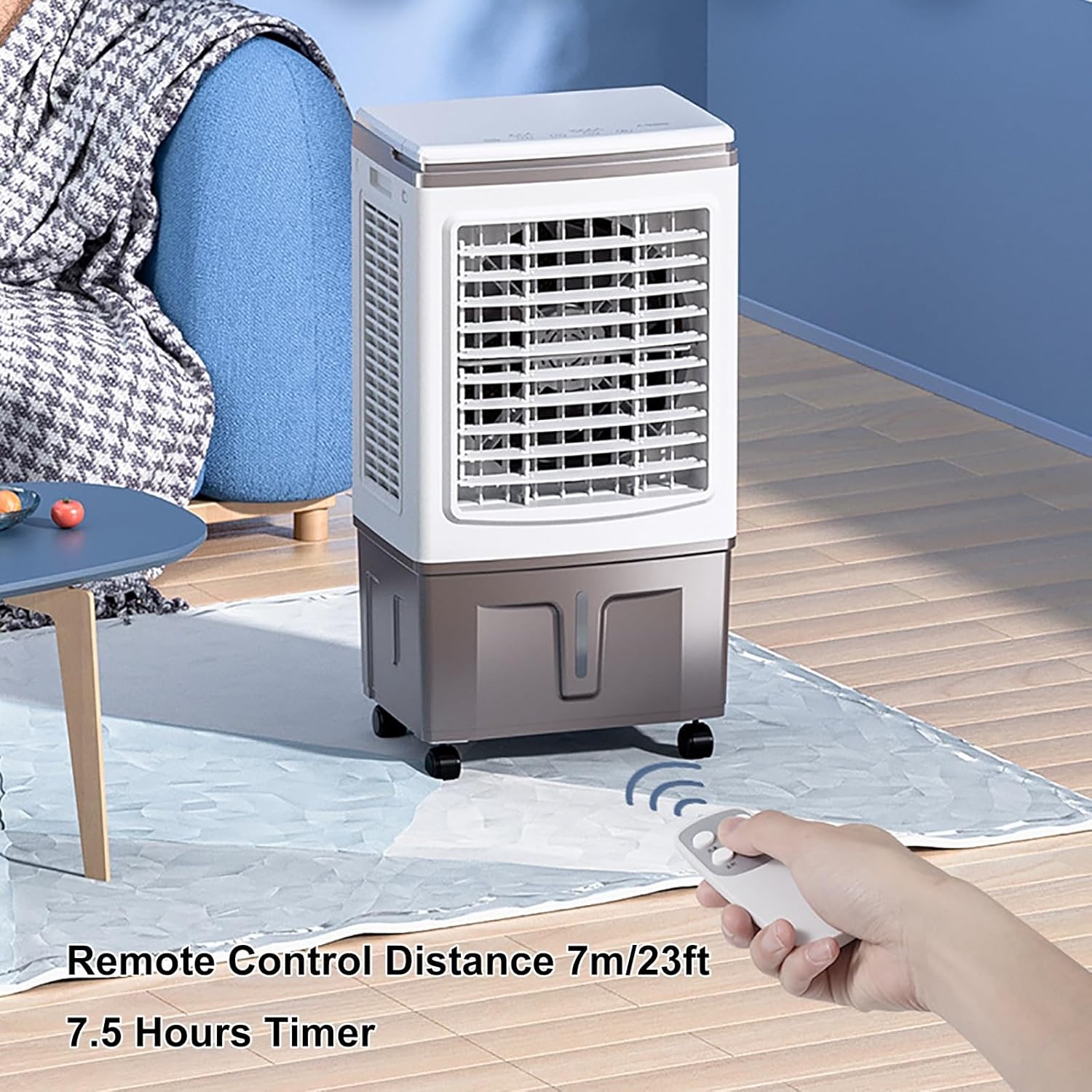 Outdoor Swamp Cooler, Evaporative Air Coolers with Remote Control, 90° Oscillating, 3-Speed Mode, Air Cooler, 50L Large Capacity Water Tank for Indooor Outdoor Use