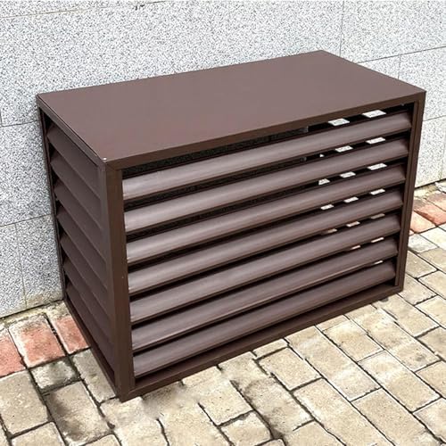 Outdoor Aluminum Air Conditioner Cover, Freestanding Privacy Screen Fence Panels Trash Can Enclosure, Condenser Protective Cover AC Unit Cover Pool Equipment Enclosure Flower Stand ( Color : Brown ,