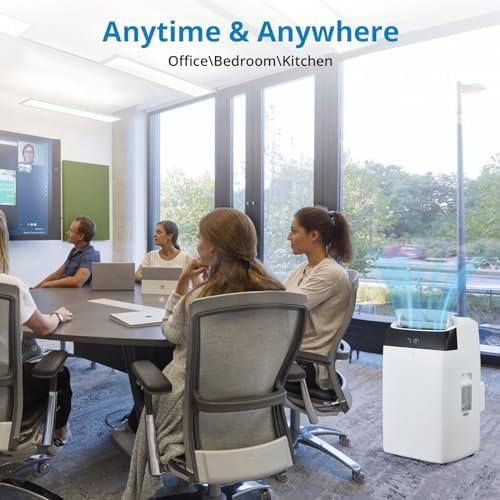 Portable Air Conditioner with 14000BTU, 3-In-1 Cooling, Dehumidifier & Fan Modes, Sleep Mode, Auto Swing, Ideal for Bedroom, Office, Living Room