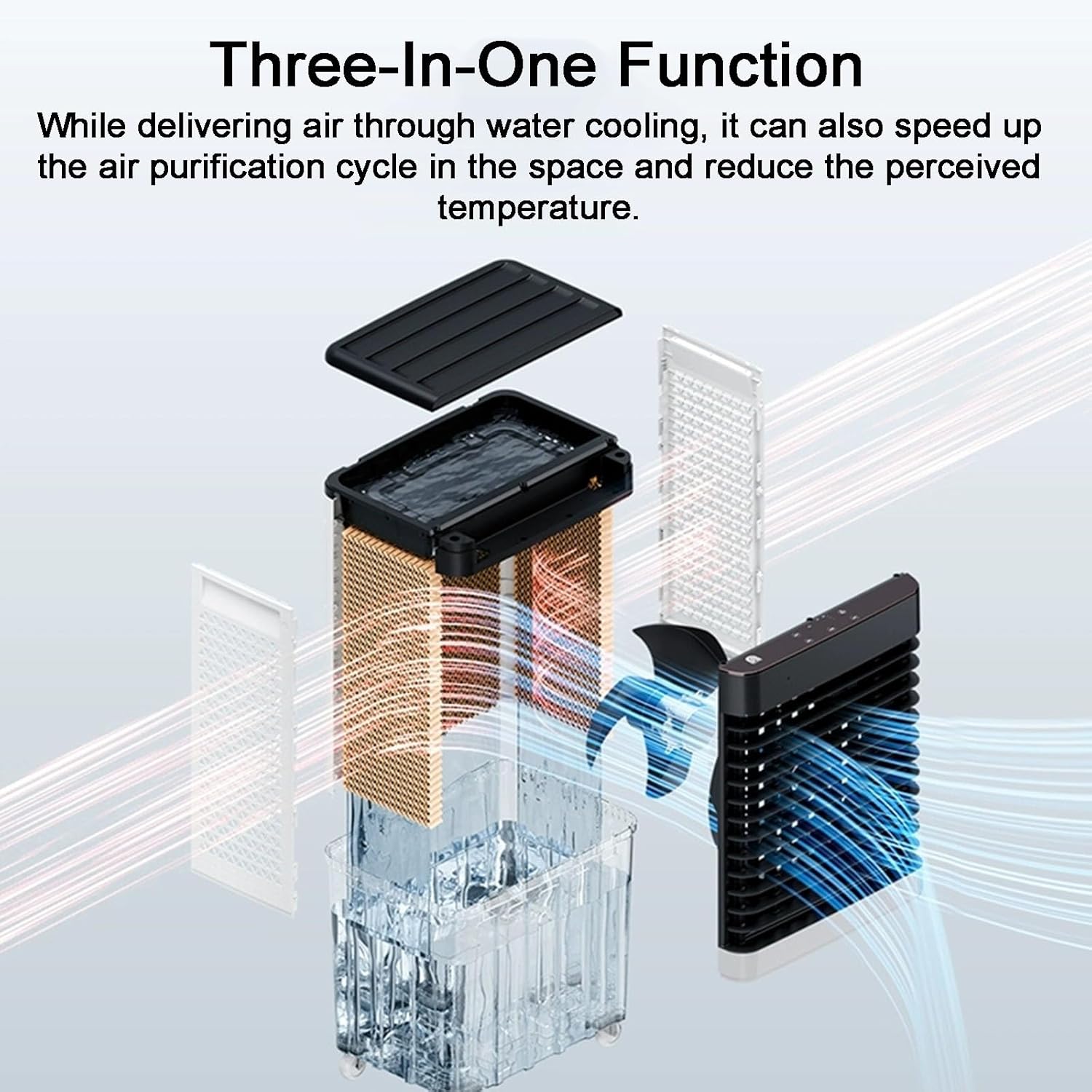 Portable Evaporative Air Cooler, Swamp Cooler with Knob, Portable Air Conditioner with 11 Gal Water Tank, 4 Ice Packs for Outdoor Indoor