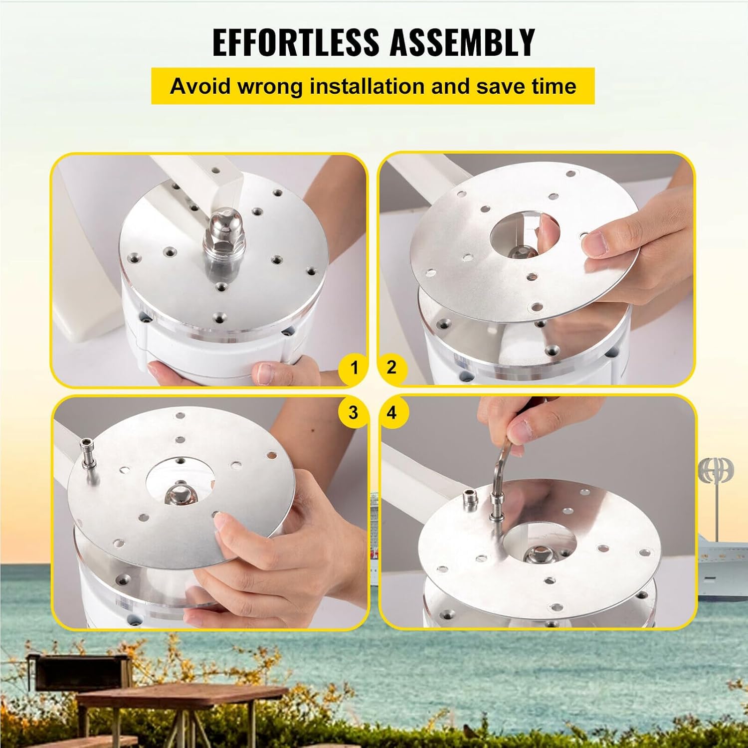 16000W Potable Windmills Vertical Wind Generators 12V 24V 48V Wind Charge Controllers MPPT +Easy Installation(White)