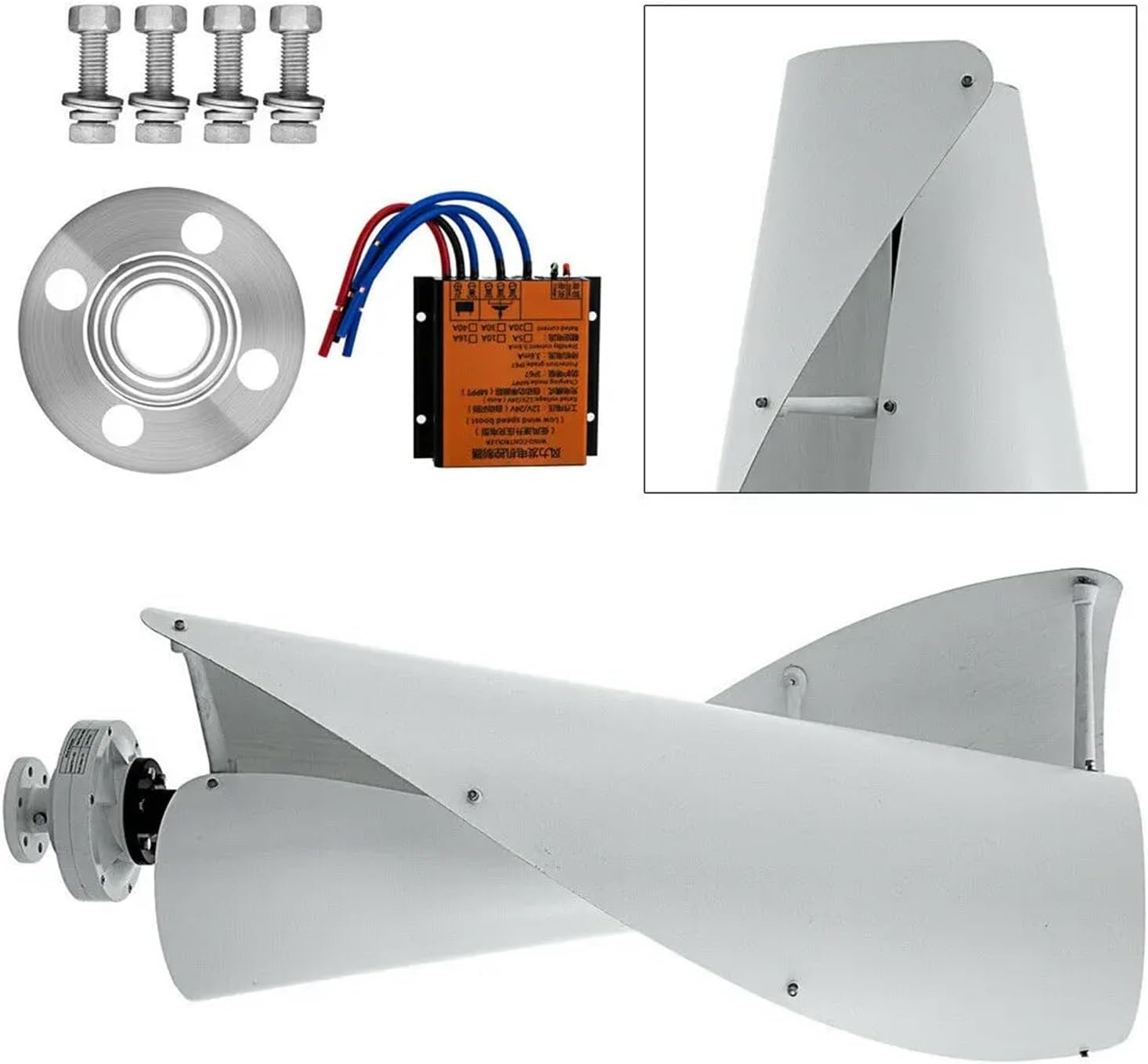 Vertical Wind Turbine Generator 3kw 4kw 6kw Vertical Axis Permanent Wind Turbine 12v 24v 48v with MPPT Control Industrial Energy(White,48V_4000W)