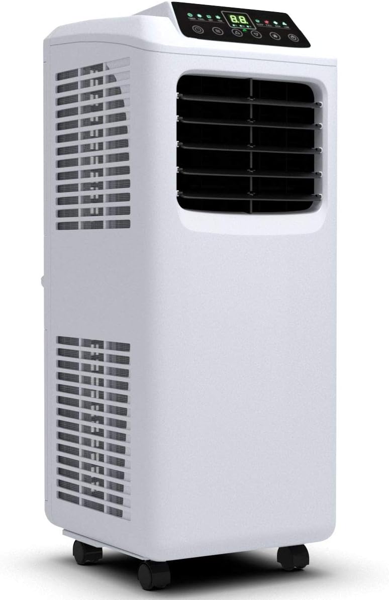 10000 BTU Portable Air Conditioner, Dehumidifier and Fan Functions, Compact Single Hose AC Unit, with Digital LED Display and 24hr Timer, Remote Control, 400 Sq/Ft Coverage, White