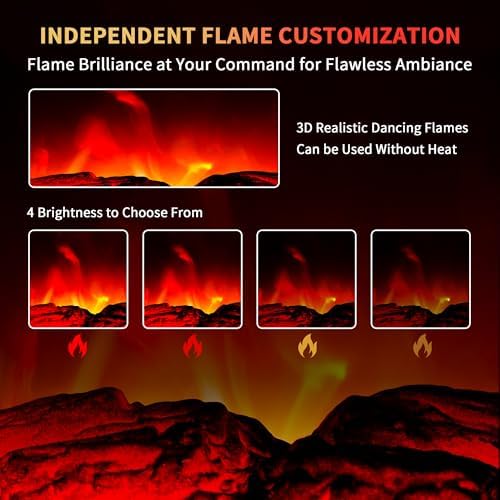 RealSmart Electric Fireplace Heater 22 in Freestanding Fireplace Stove Infrared Fireplace with 3D Flame Effect Remoted Control, Timer, Overheating Protection (Blue)