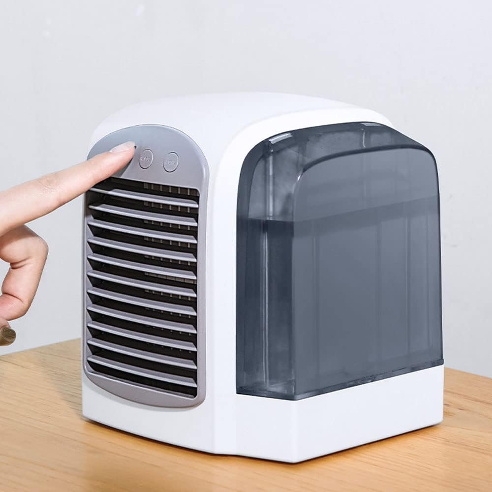 Portable Air Conditioners, Evaporative Air Cooler, 3 Wind Speed & LED Night Light, Personal Mini Air Cooling Fan for Room (Color : Gray)