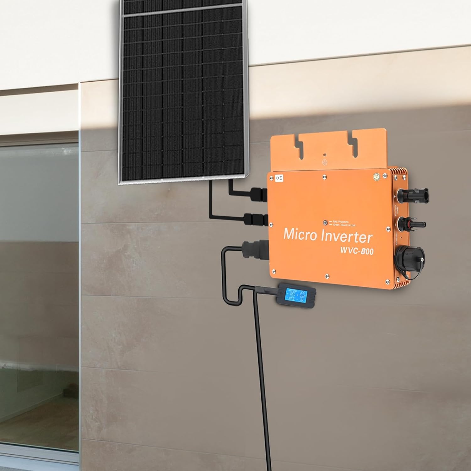 800 watt Solar Power Inverter, Inverter with LCD Display 22-50VDC DC to 120V/230V AC Converter for Home RV Truck Camping Solar System MPPT (Gold)