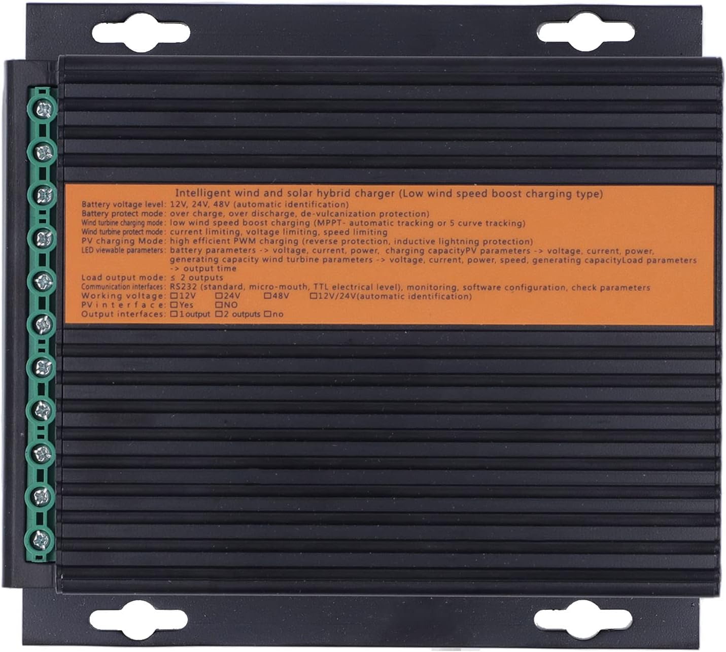 Wind Solar Hybrid Controller 200W PV Power 24V Waterproof Insulation - Multi Protections, MPPT Boost, Ideal for Panels and Wind Turbines (1000W Wind Power)