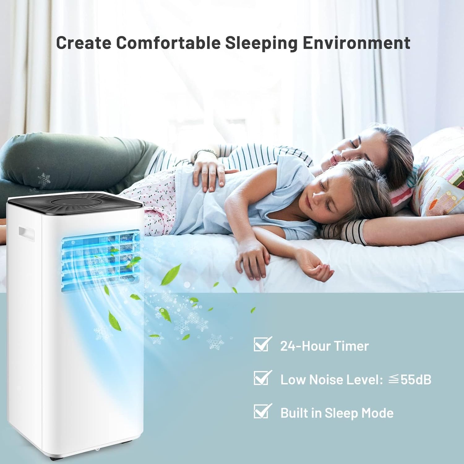 DORTALA Portable Air Conditioner 10000 BTU, 3-in-1 AC Unit with Dehumidifier, Fan Modes, 24H Timer, Remote Control, Window Kit, Quiet AC Unit Cools Rooms to 350 Sq.Ft