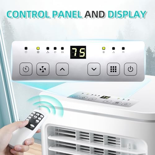 Portable Air Conditioner 8000 BTU, Remote Control, 4 in 1 protable ac, Cools 350sq. ft, 24 Hour Timer, Quiet Operation,Window Fan, 2 Speed for Bedroom Office Home Dorm