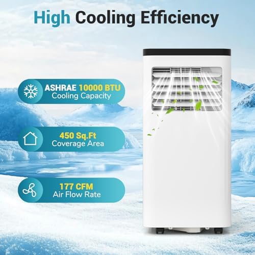 DORTALA Portable Air Conditioner 10000 BTU, 3-in-1 Portable AC with Remote Control, Dehumidifier, 24H Timer, Window Kit for 450 Sq.FT Apartment, Bedroom