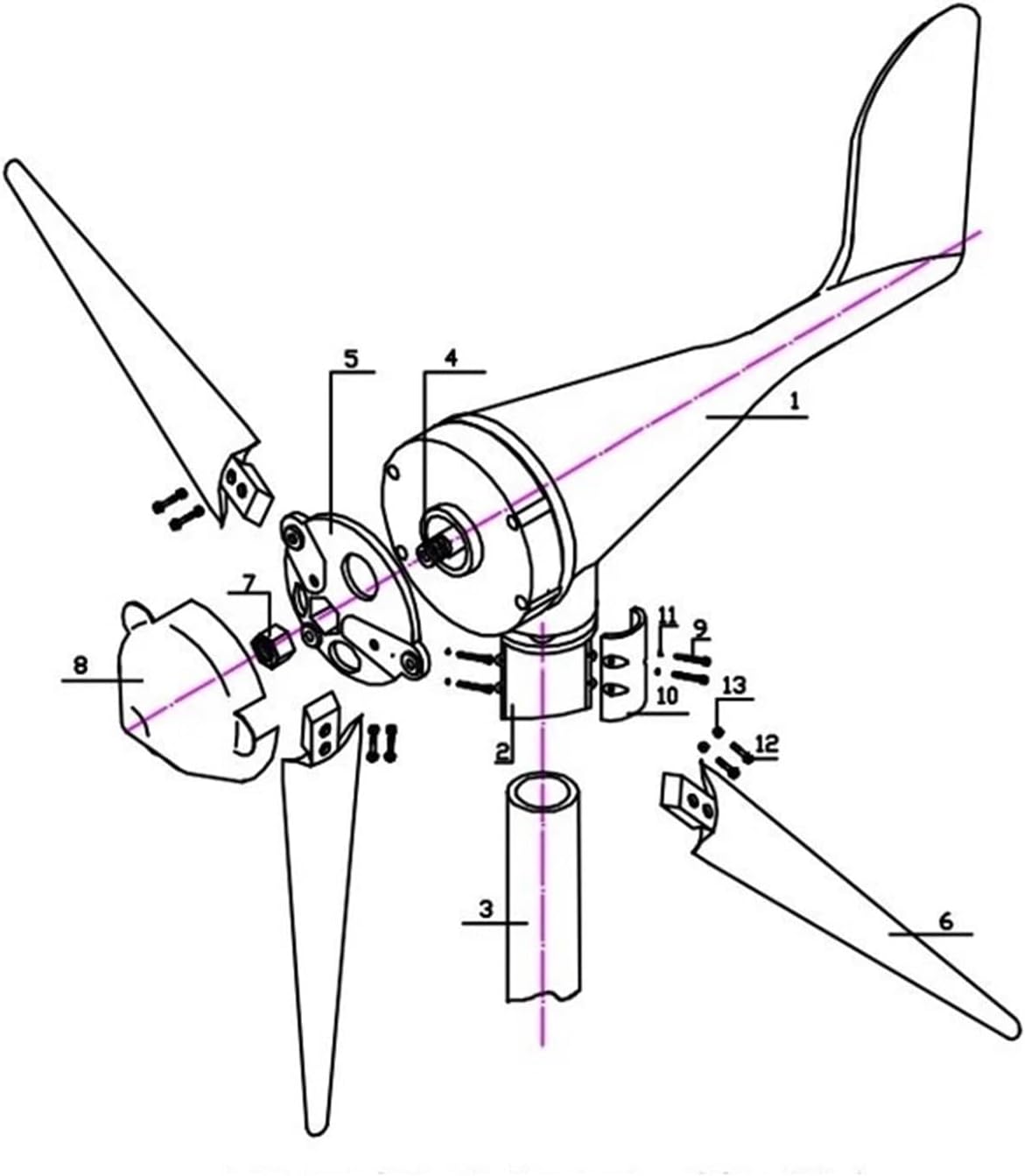 Wind Generator, S3 Wind Generator 24V Permanent Magnet Solar Hybrid System for Street Light Home Landscape Power,for Home, Farm, RVs, Boats(300w)