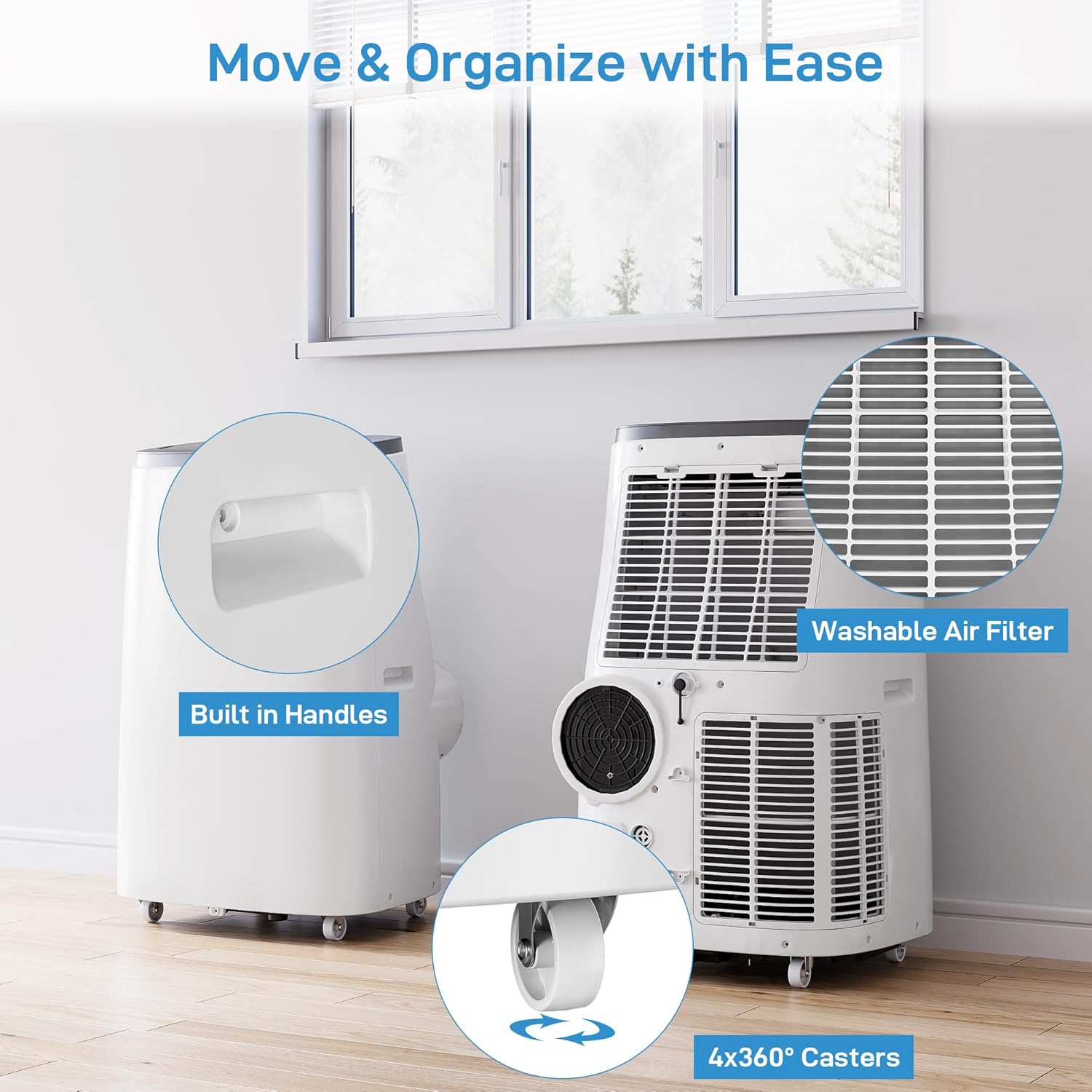 Garvee 14000 BTU Portable Air Conditioners for Room up to 700 Sq. Ft, 3 in-1 AC Unit, Dehumidifier, and 3-Speed Fan, Portable AC with Remote Control