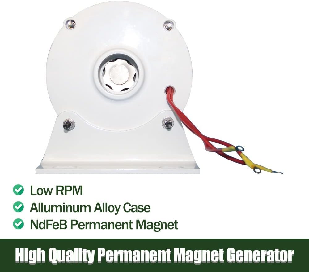 Wind Turbine, 400W 600W 12V 24V 3 Phase Gearless Permanent Magnet Generator for Wind Water DIY Horizontal Wind(Without Base,24V_600W)