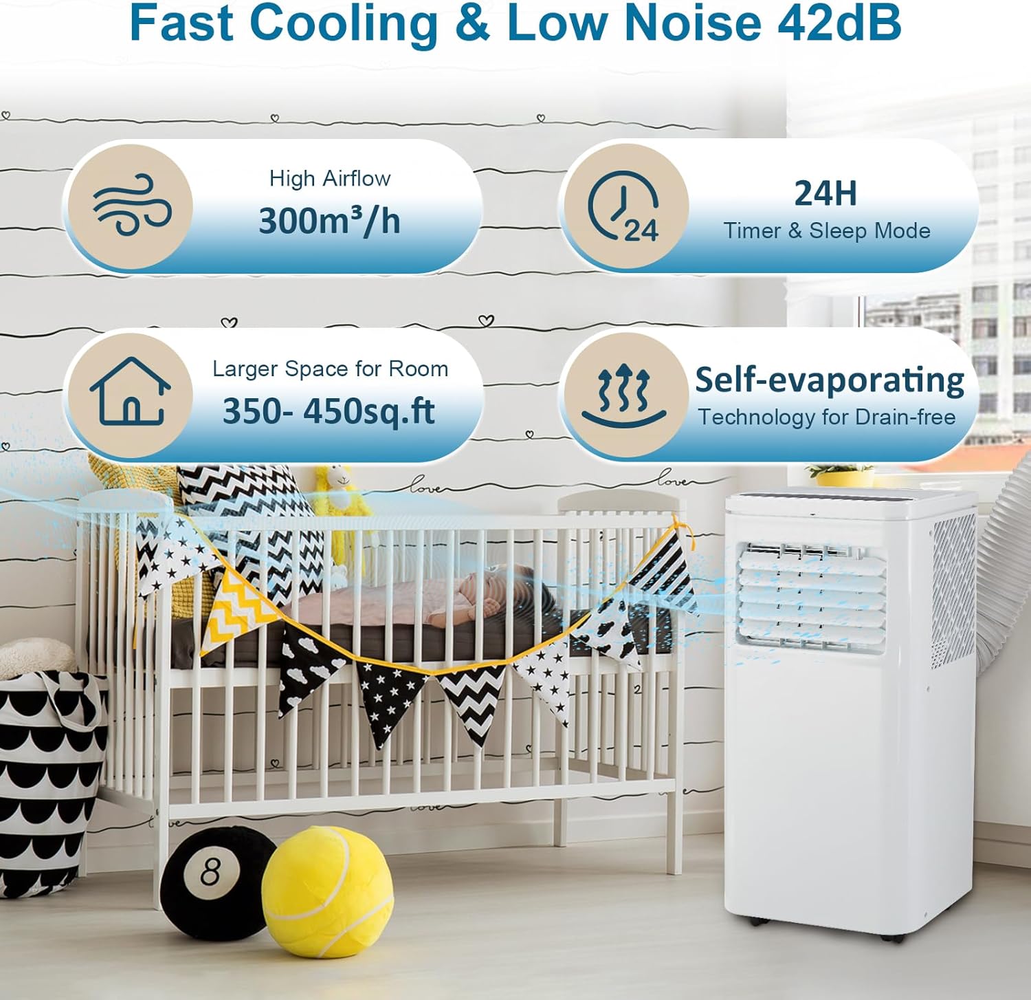 10000 BTU Portable Air Conditioner, Cools Up to 450 Sq. Ft, 3-In-1 Room Air Conditioner With Dehumidifier & Fan,LCD Display & Remote Control, Easy Install Kit for Home