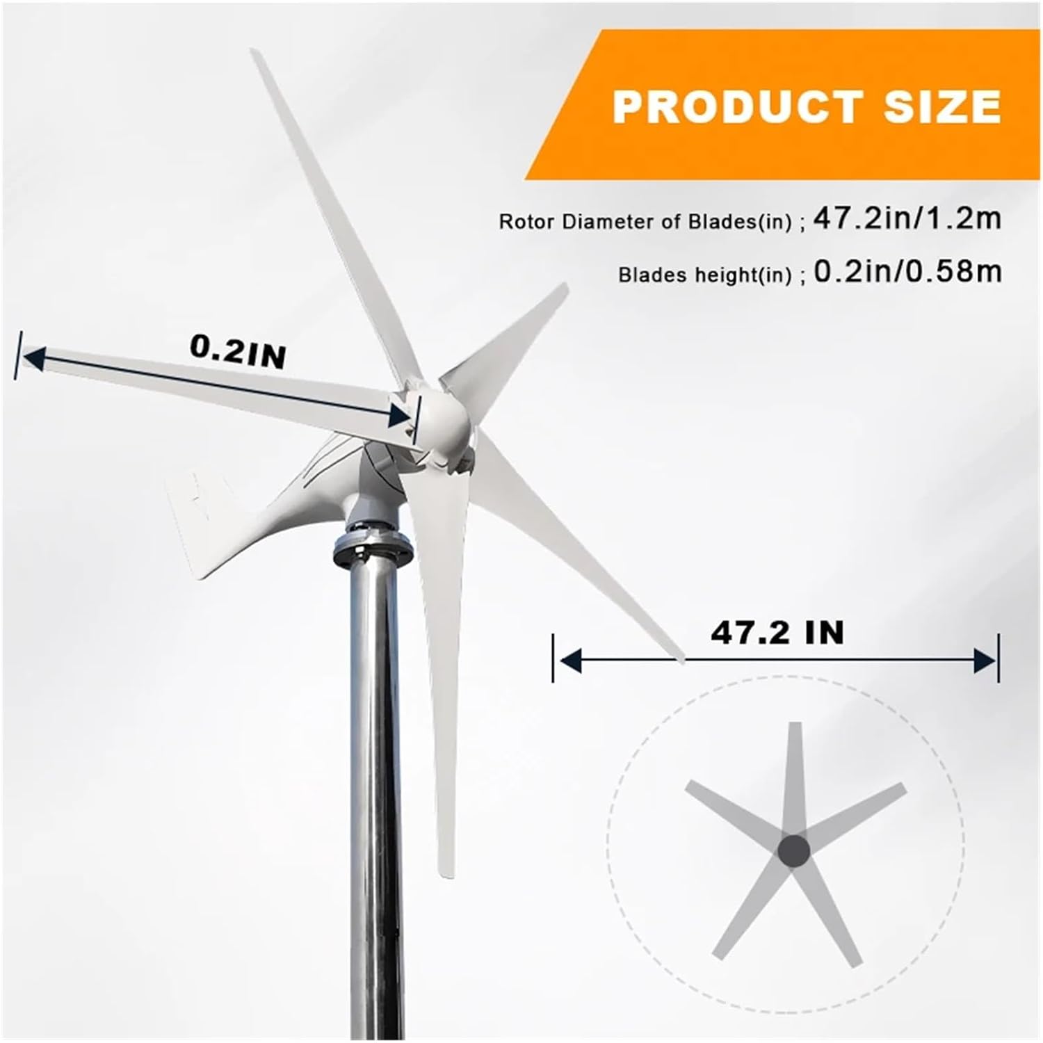 Wind Turbines, Wind Turbine 800W 12/24V Automatic Frequency Conversion Waterproof Household Wind Turbine High Conversion Rate Low Wind Speed(48V)