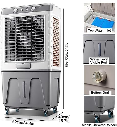 Evaporative Air Cooler 8600CFM Swamp Cooler with 80L Water Tank, 120°Oscillation with Remote, Timer, Honeycomb Pad Cooling, 3 Wind Speeds, 6 Ice Packs for Outdoor Indoor Use