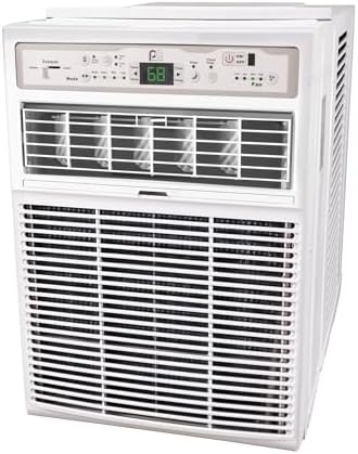 Perfect Aire 10,000 BTU Casement Window Air Conditioner– Cools 450 Sq. Ft. – Remote with Follow Me, Digital LED Display, Timer, R32 Refrigerant, Sliding/Crank-Out Window H: 23.5” x W: 14.75” x D: 21”