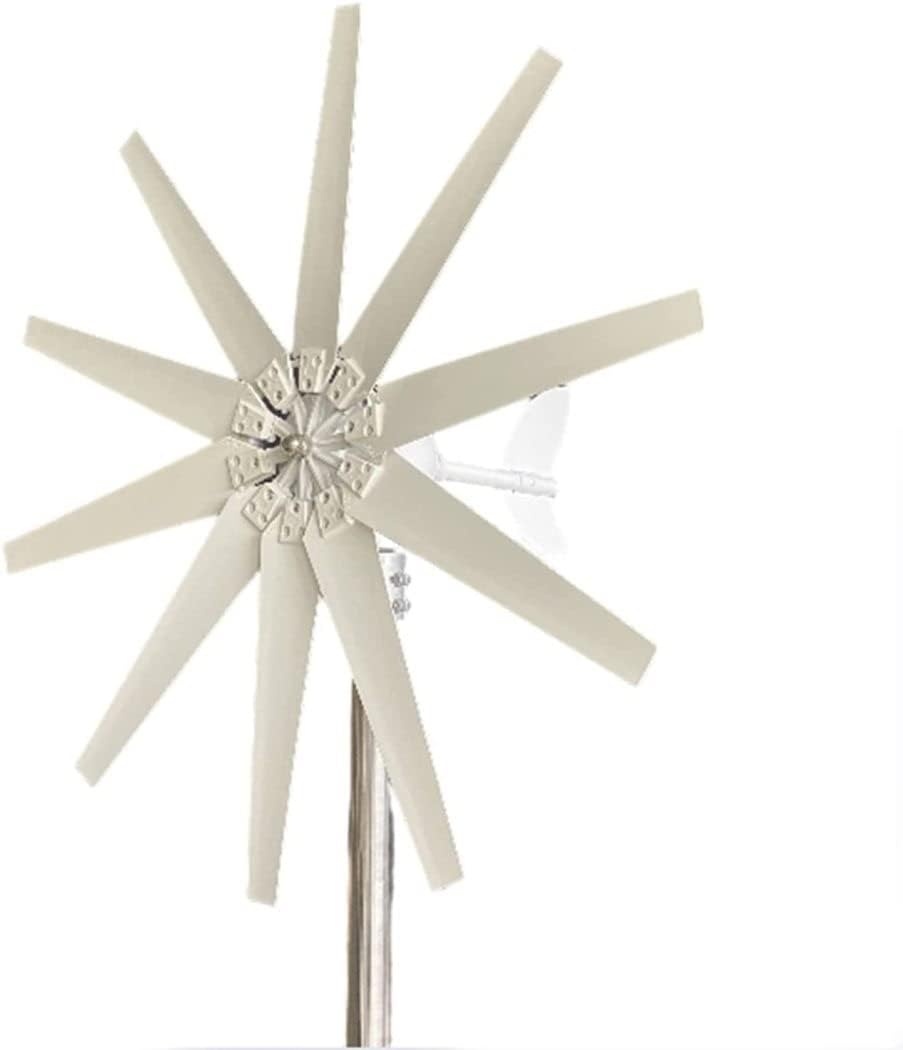 LiuSj JUnSt 10 Blades Wind Turbines, 9000W 12V-220V Small Wind Turbine with MPPT Controller Low Noise for Home Factory Use (White)