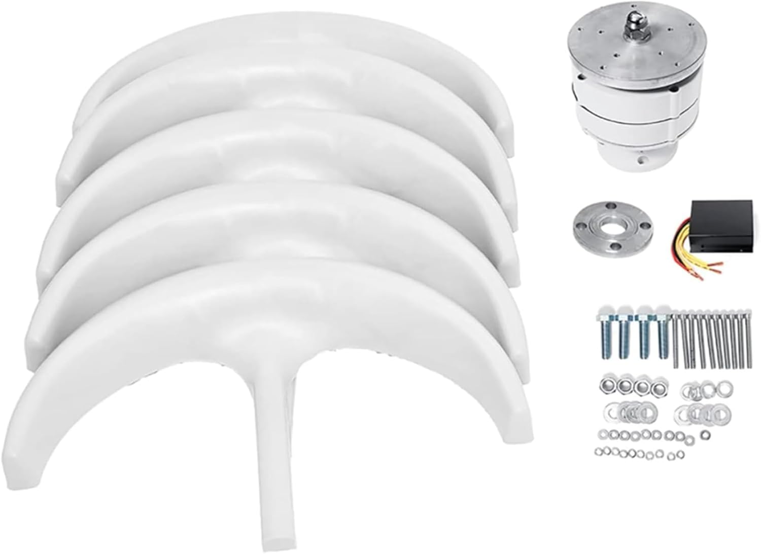 9000W Vertical Wind Turbine Kit, 12V/24V/48V/220V Energy Generator Windmill Free Energy Wind Turbine Generator with Controller 5 Blades(White)