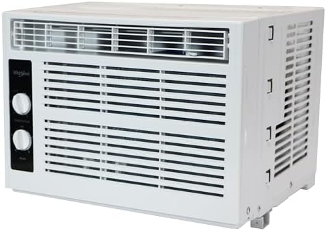 Whirlpool 5,000 BTU 115V Window Air Conditioner & Dehumidifier with Mechanical Controls, Window AC Unit for Apartment, Dorm Room, & Small Rooms up to 150 Square Feet in White
