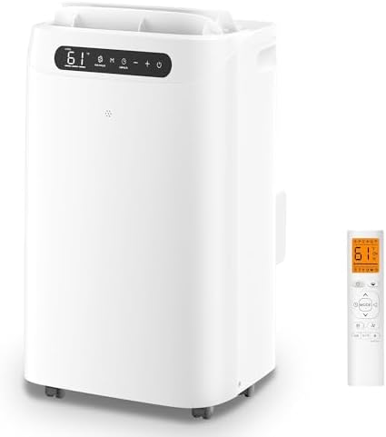 14000 BTU Portable Air Conditioners with Heater,Cools Up to 700 Sq.Ft, Quiet Portable AC Unit with Remote Control & Installation Kits for Large Rooms,White