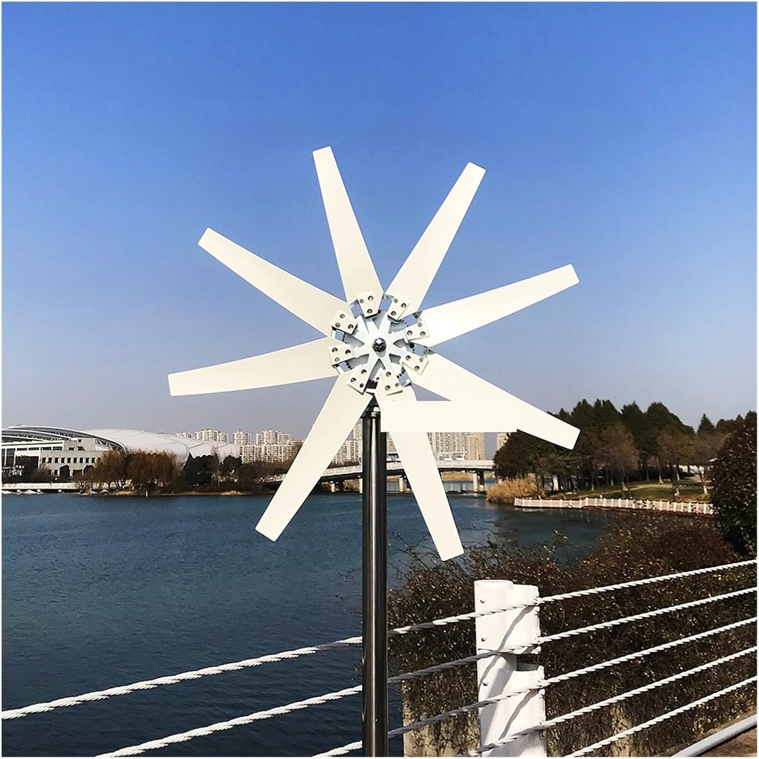 Wind Turbine Generator 8 Blades 2000w 12v 24v 48v with Mppt Hybrid Charge Controller for Home Use Industrial Energy(with MPPT Controller,12V_1000W)