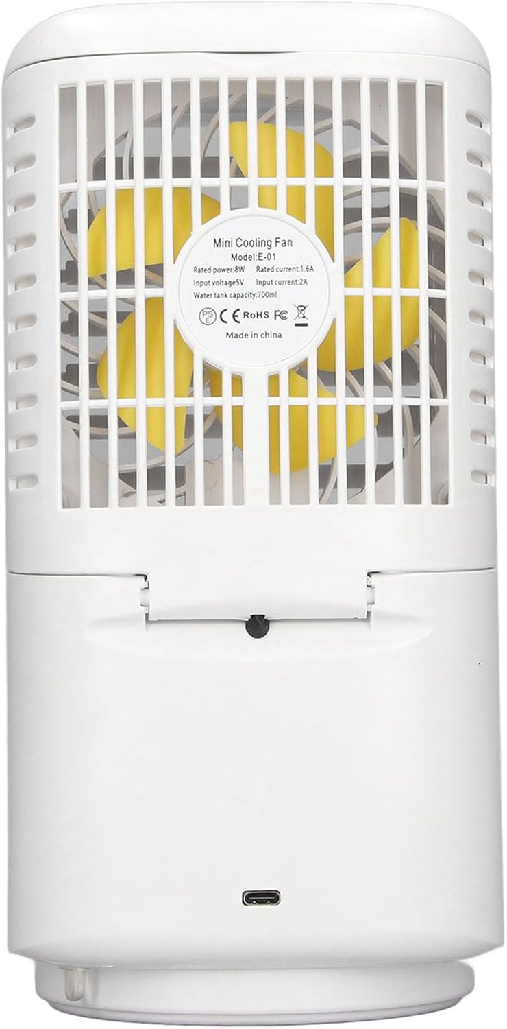 USB Rechargeable Fan Portable Air Cooler Mini Air Conditioner with Left and Right Swivel Head for Fast Cooling Two speed Nano Mist Humidifier for Home and Outdoor Use