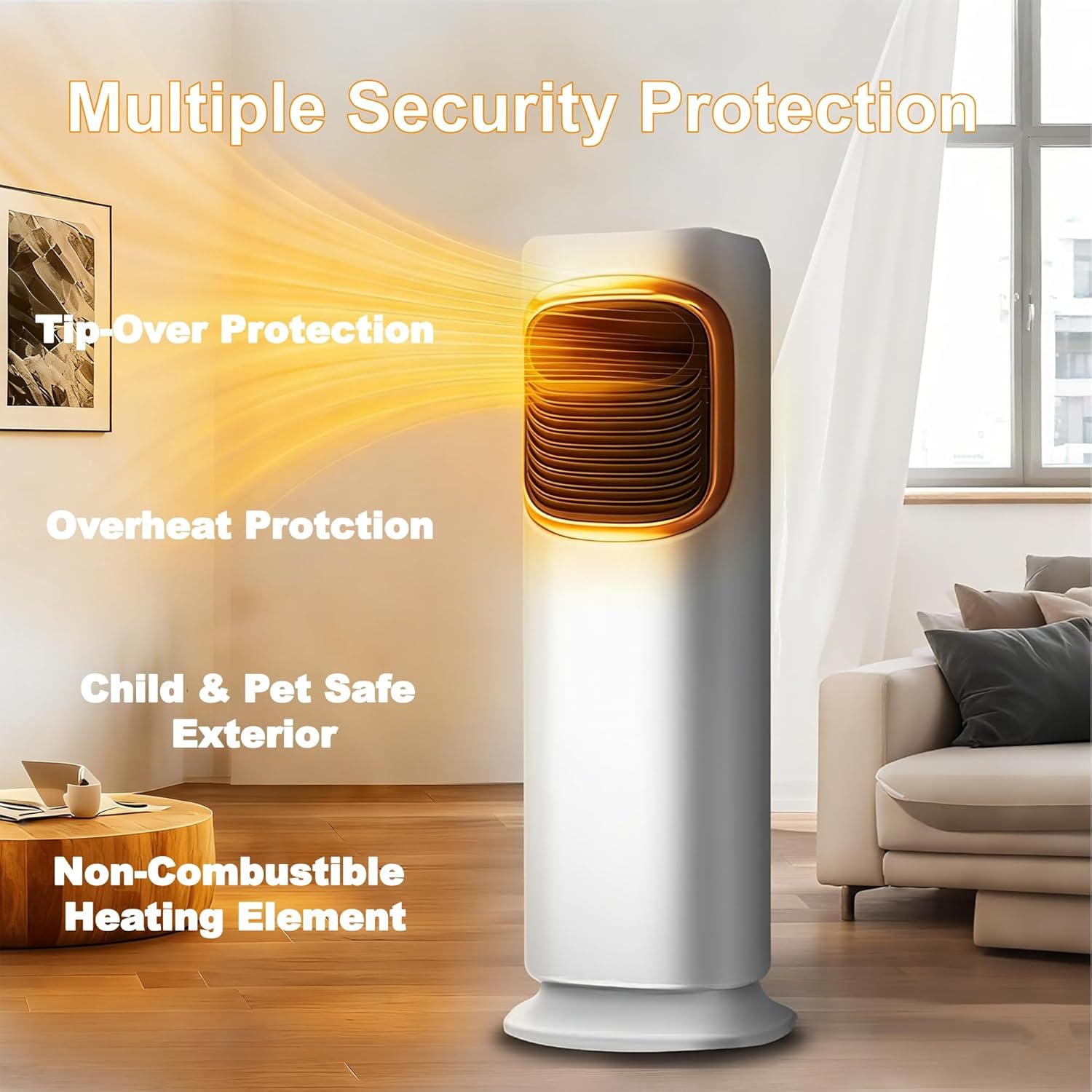 Aottop Evaporative Air Cooler, Tower Fan for Bedroom, Standing Fan, 80° Oscillating, Removable Water Tank, Ice Packs, Remote Control, 3 Speeds, Swamp Cooler for Bedroom with 3L Tank