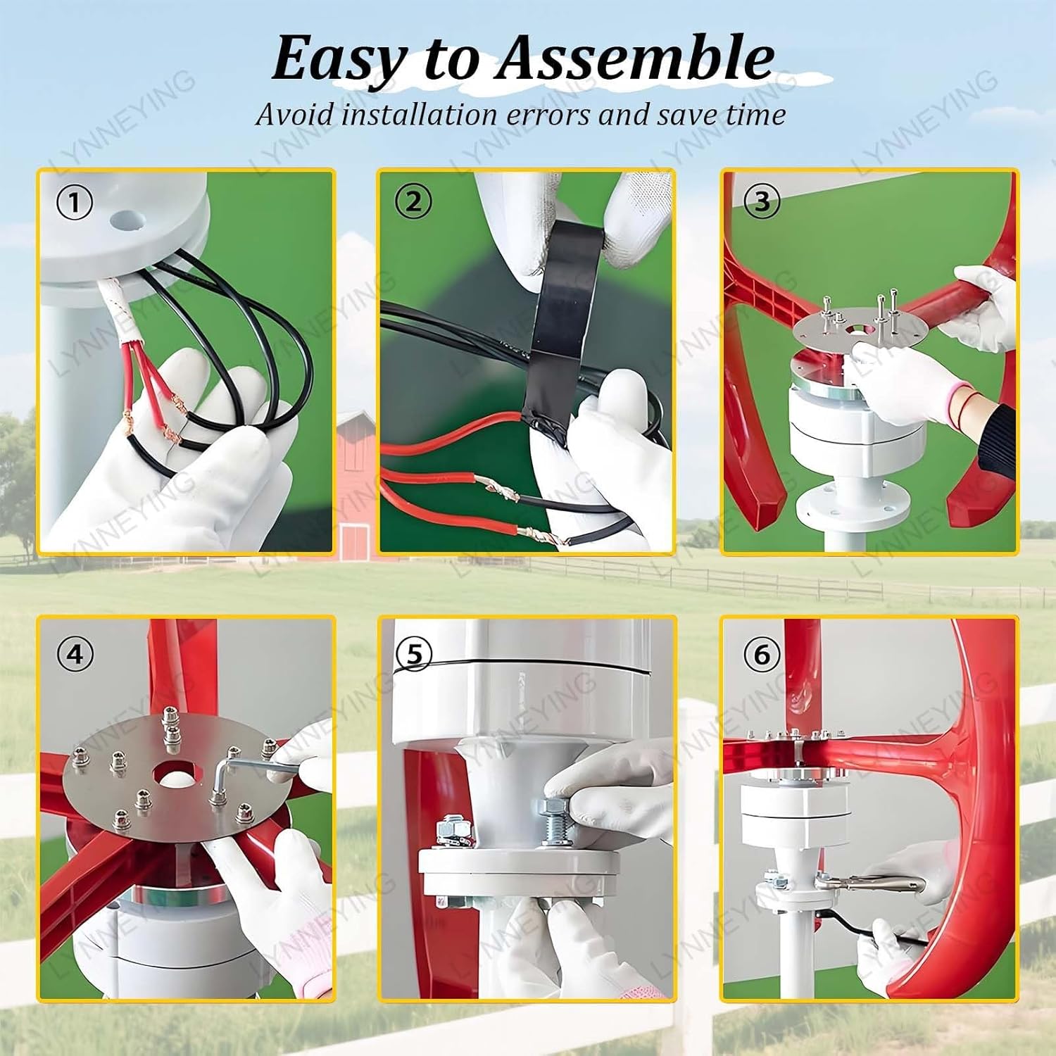 12V/24V Wind Tur-Bine for Off-Grid Home, 5-Blade Generator Kit with 2000W Inverter, Lantern-Type, Low Noise, High Efficiency for Home, Camping, Marine Applications(DC,3000W24V)