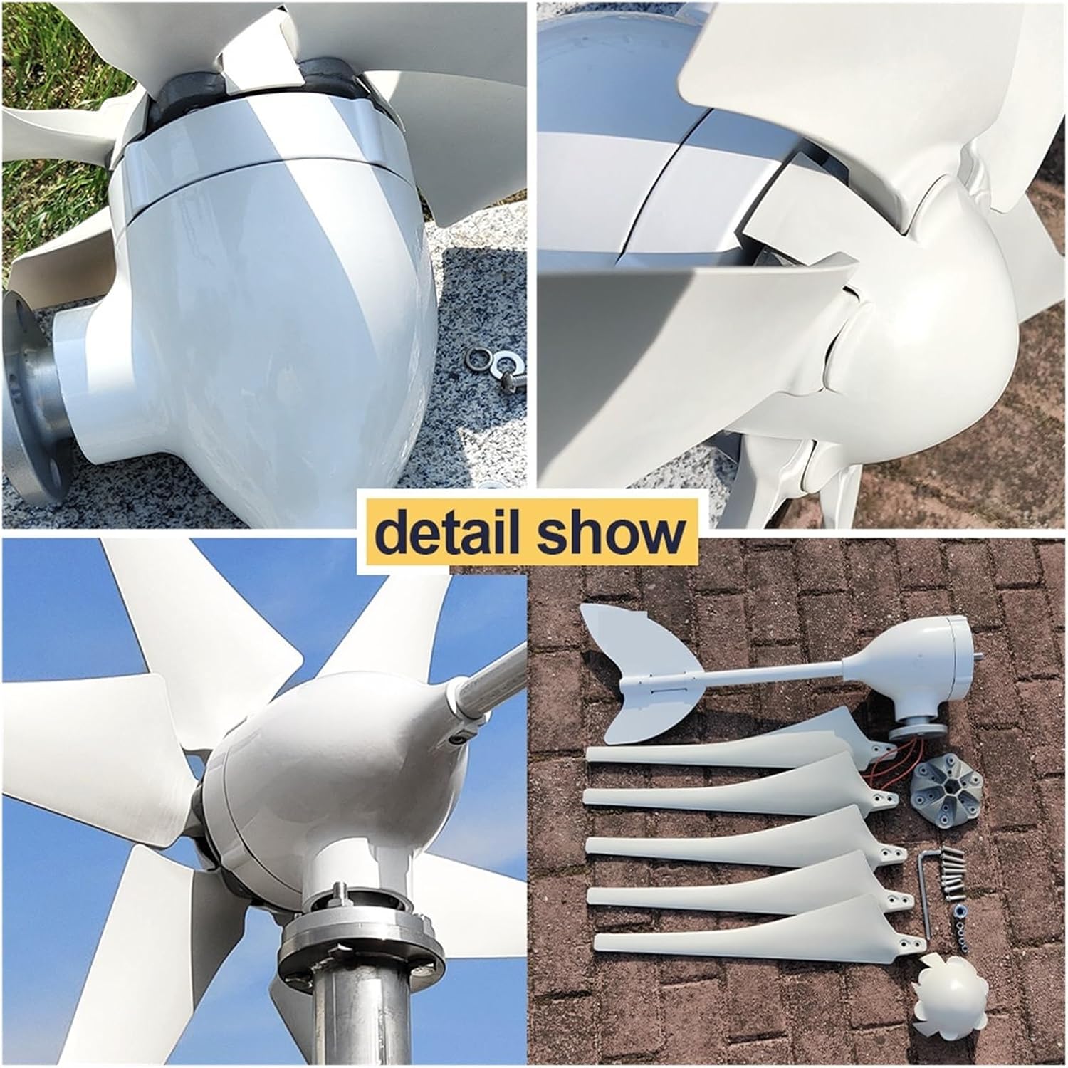 3000w Wind Turbine Generator 3KW Windmill 12v 24v 48V Home Appliance Camping Power Generator with MPPT Controller Industrial Energy(Wind Turbine Only,48V_3000W)