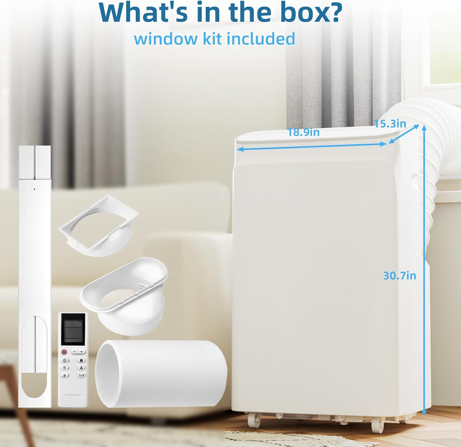 12000 BTU Portable Air Conditioner, Smart Portable AC Cools Up to 350-450 Sq.Ft, Standing Quiet Cooling Portable AC Unit with Remote Control, for Large Room, Office, Garage