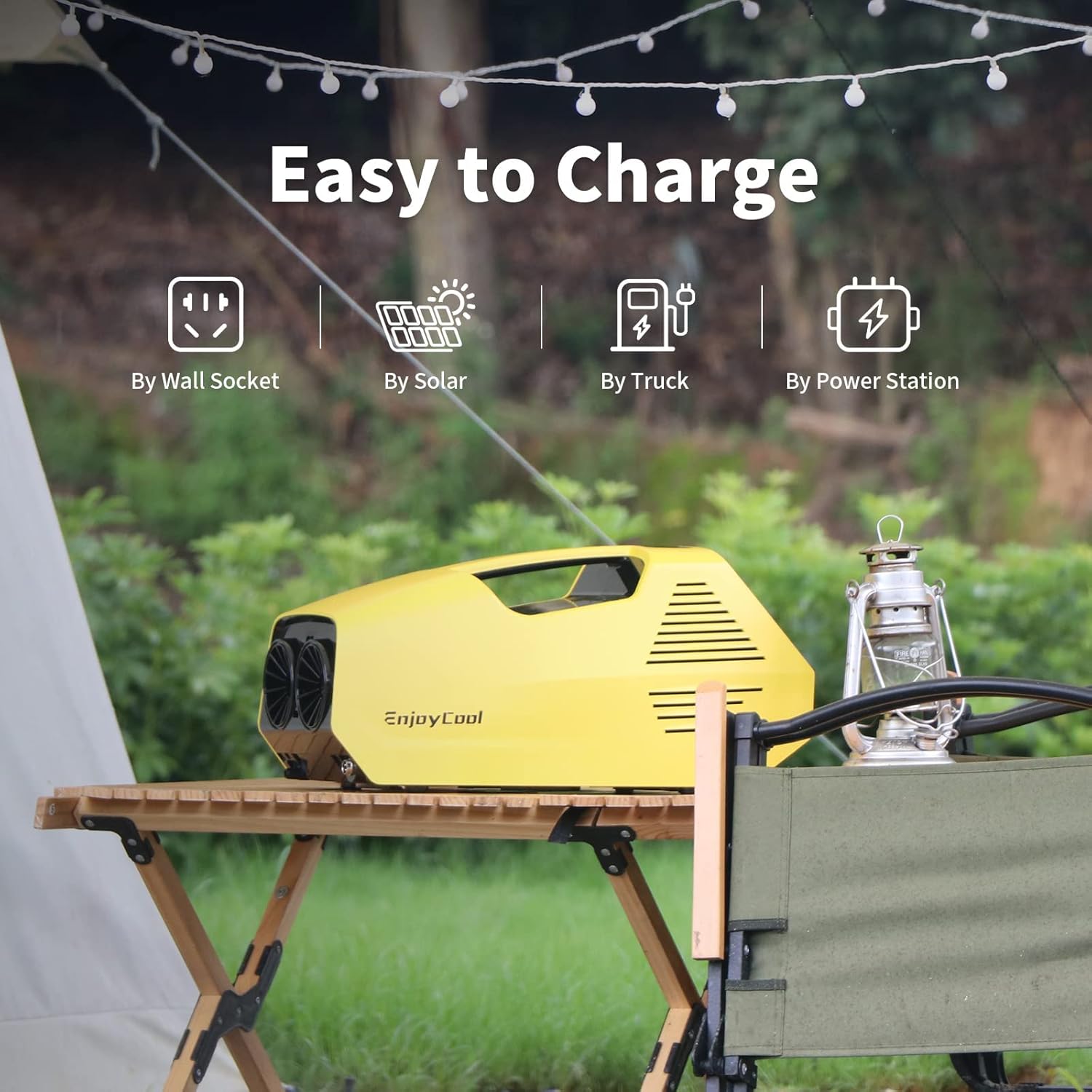 Portable Air Conditioners, 220W Low Power Consumption, 24VDC, Tent Air Conditioner 2380BTU, Fast Cooling AC for Van and RV, Camping Tent, Fishing, Car, Truck, Outdoor, Indoor (Yellow)