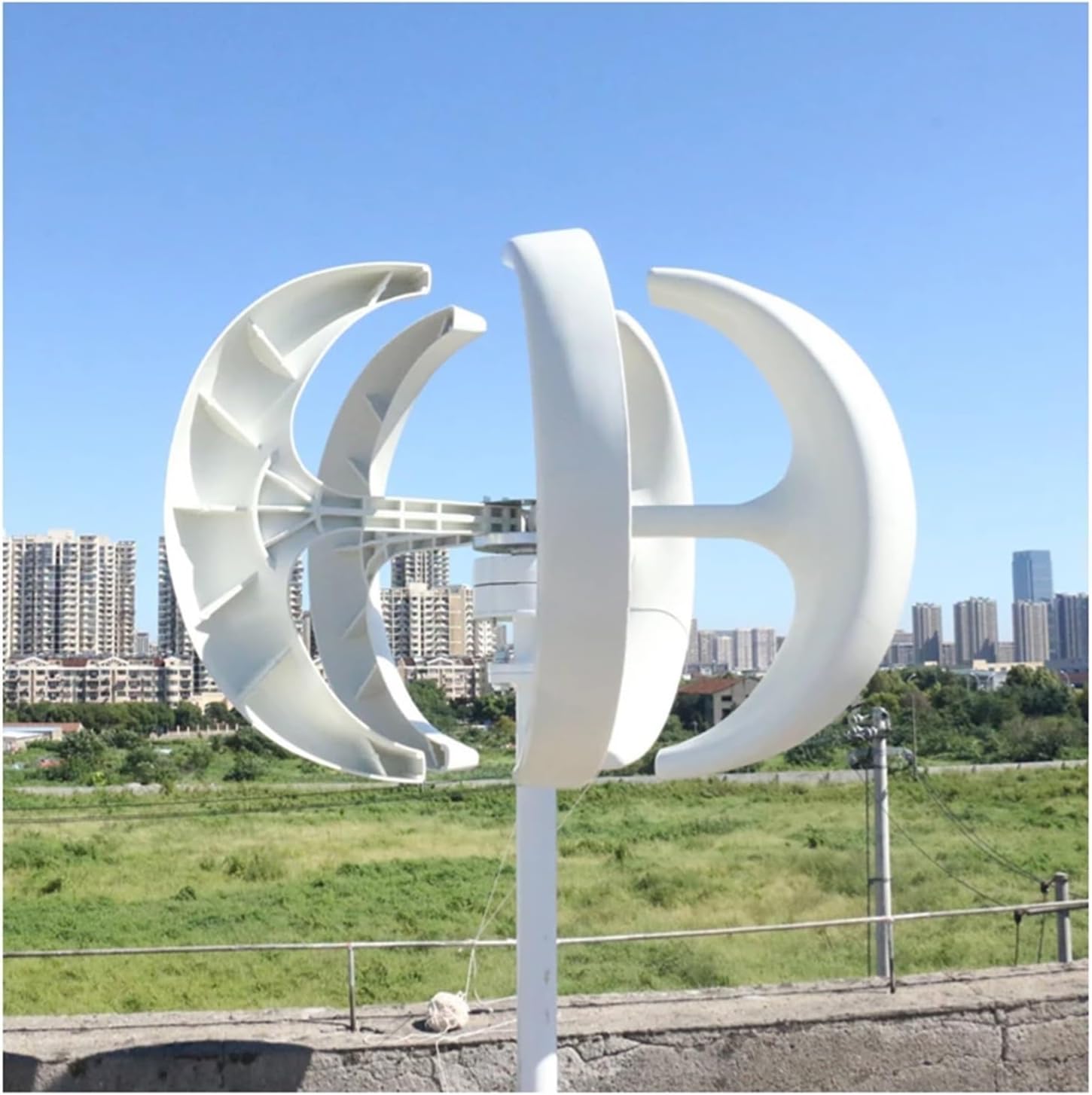Wind Turbines, 2000W 12V 24V 48V Wind Turbine nerator Vertical Axises Windmill for Residential Household Streetlight(White,12V)