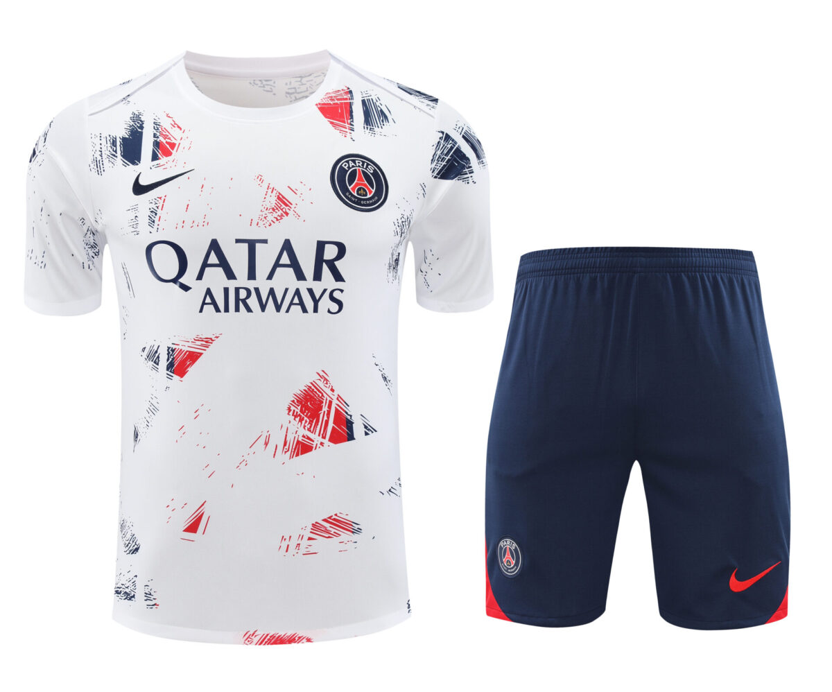 Conjunto de calentamiento PSG blanco rojo y azul - NewNow