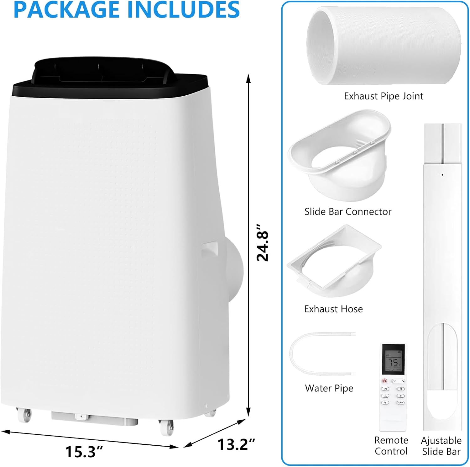 14,000 BTU Portable Air Conditioner, 3-IN-1 Quiet Portable AC Unit Cools Up to 700 Sq.Ft with Remote Control, Smart/Sleep Mode, Auto Swing, 24H Timer & Installation Kits for Large Room