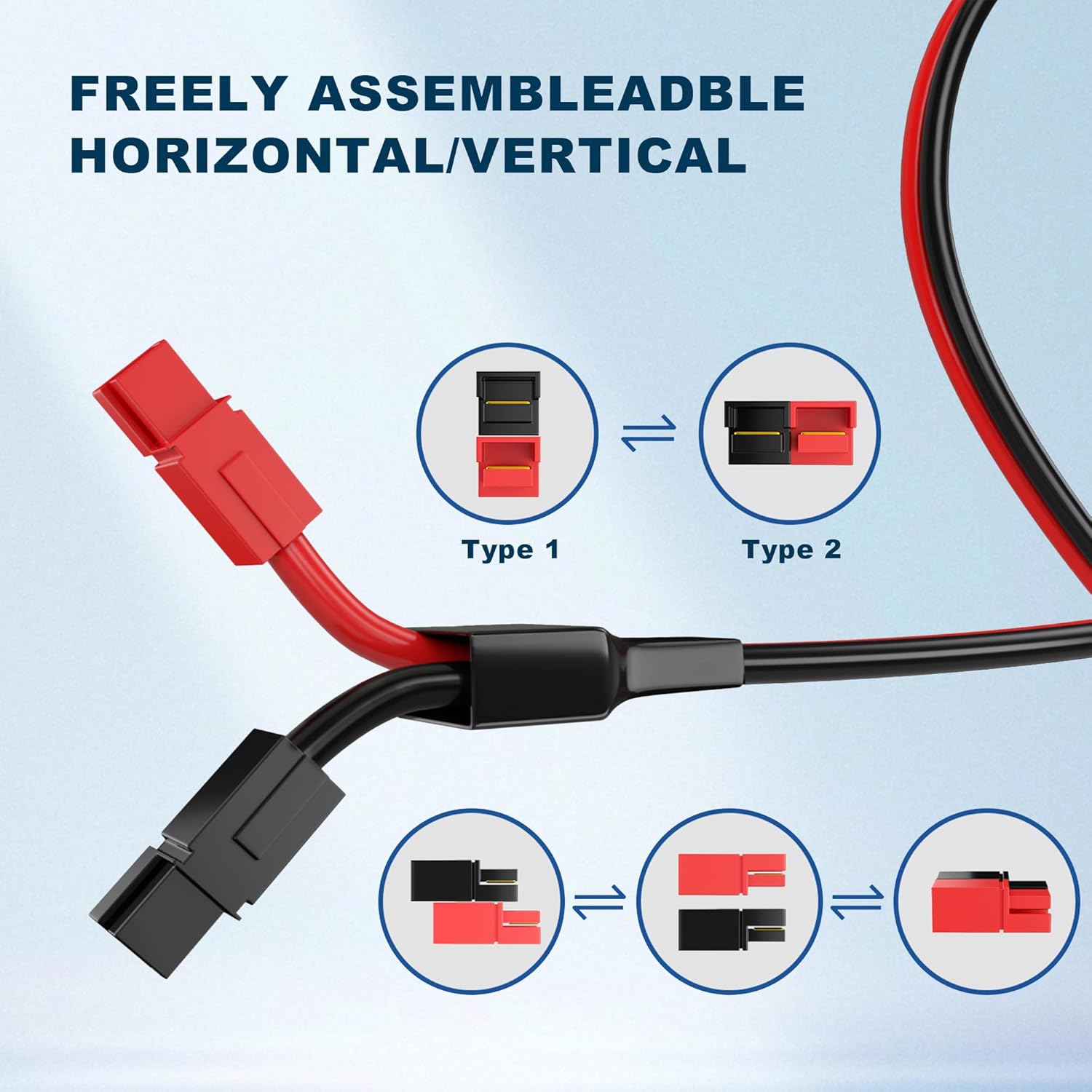 Solar to Anderson Extension Cable 10AWG Solar Connector for RV Foldable Solar Panel, Portable Power Station, Solar Generator(70FT)