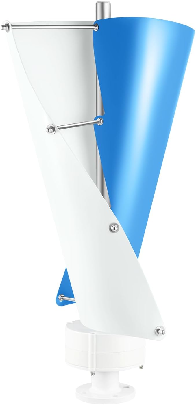 100W 12V Vertical Wind Turbine Axis Wind Turbine Generator Kit Vertical Wind Generator with Controller & 2 Fan Blades Low Noise Operation for Boats Gazebos Cabins (Blue)