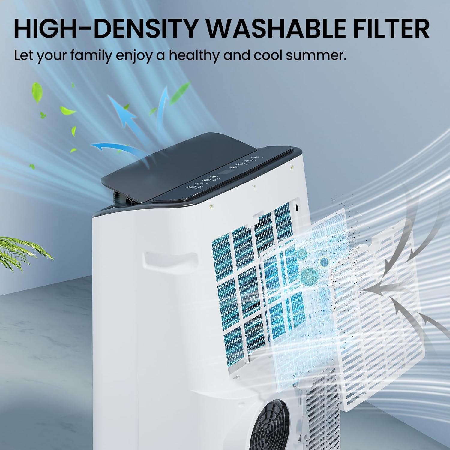 15000 BTU Portable Air Conditioners Cools Up to 800 Sq.Ft, 4-IN-1 Self-Evaporating Portable AC Unit with Dehumidifier, Fan, Sleep Mode, 24-Hour Timer, Remote Control for Large Room, Office