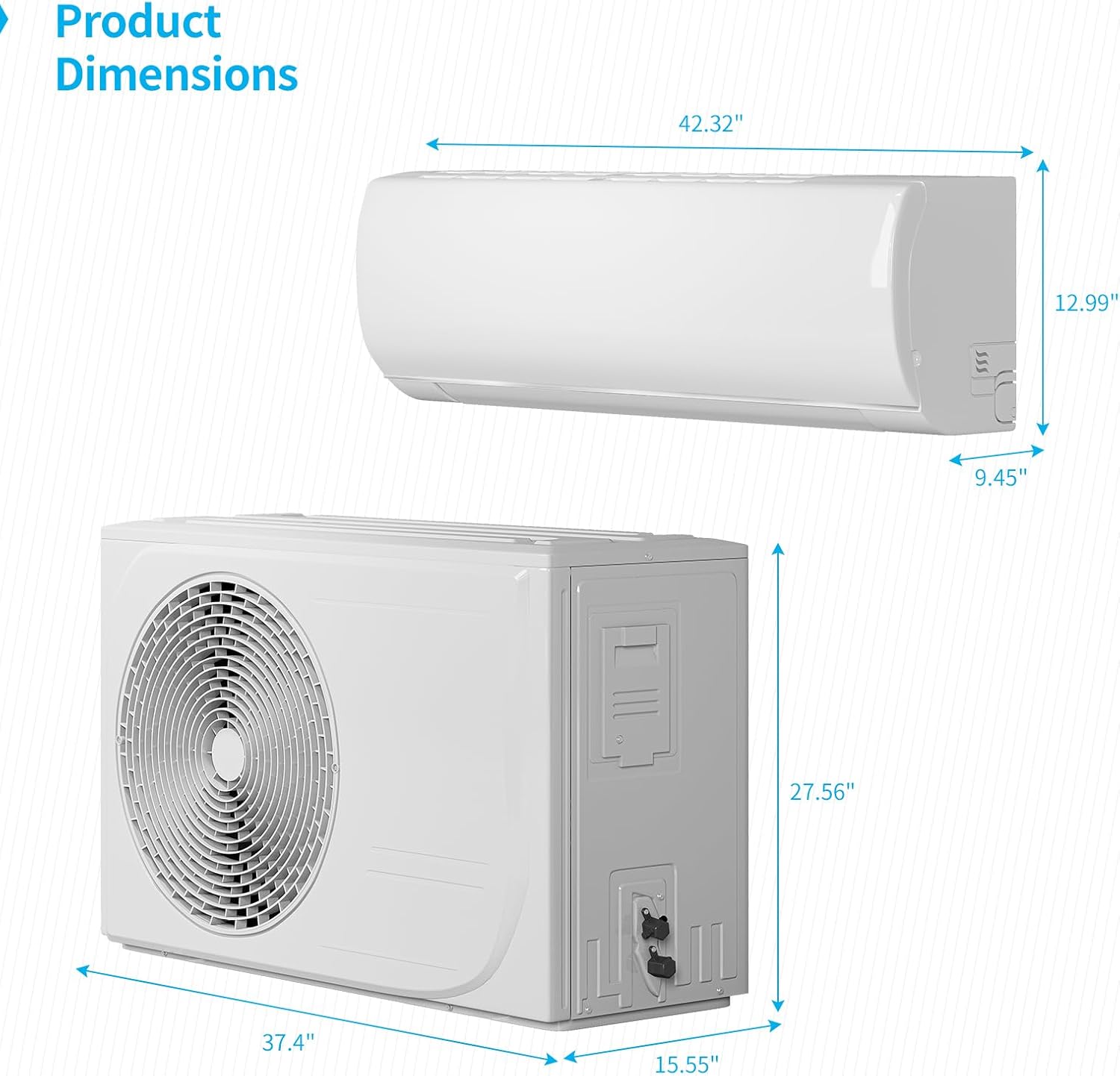 Split System Air Conditioner & Heater, 24000 BTU Split Air Conditioner with compressor and heat pump, 19 SEER4, WIFI Enabled, Remote Control, White