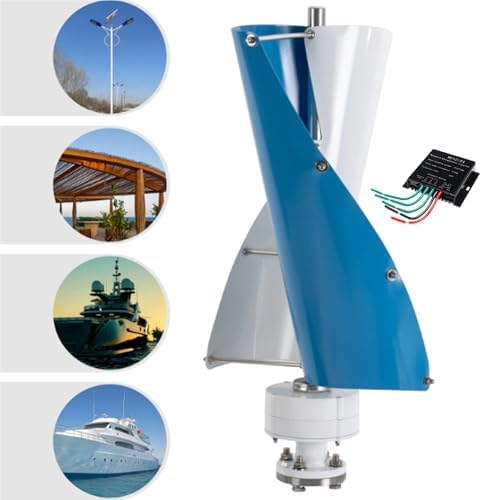 5000W Vertical Wind Turbine Generator Kit - 12V/24V/48V Wind Power System, Maglev Technology, 2 Blades for Home & Street Lighting - Efficient Renewable Energy Solution (Blue)