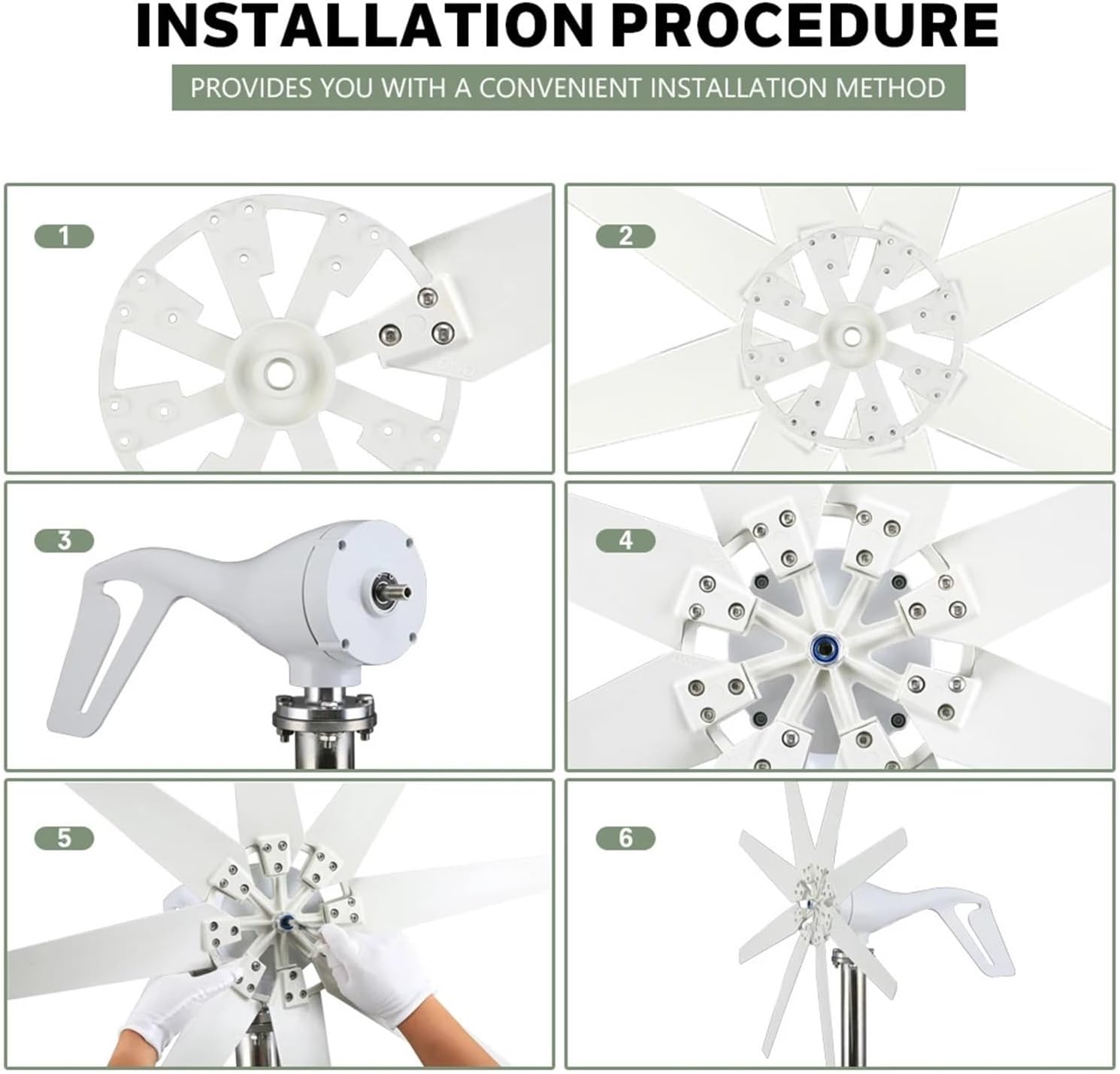 Wind Turbines, 2000W Wind Turbine with Free Charging Controller Yacht Farm Family Farm with Solar Cell System 6kwh Per Day(24V)