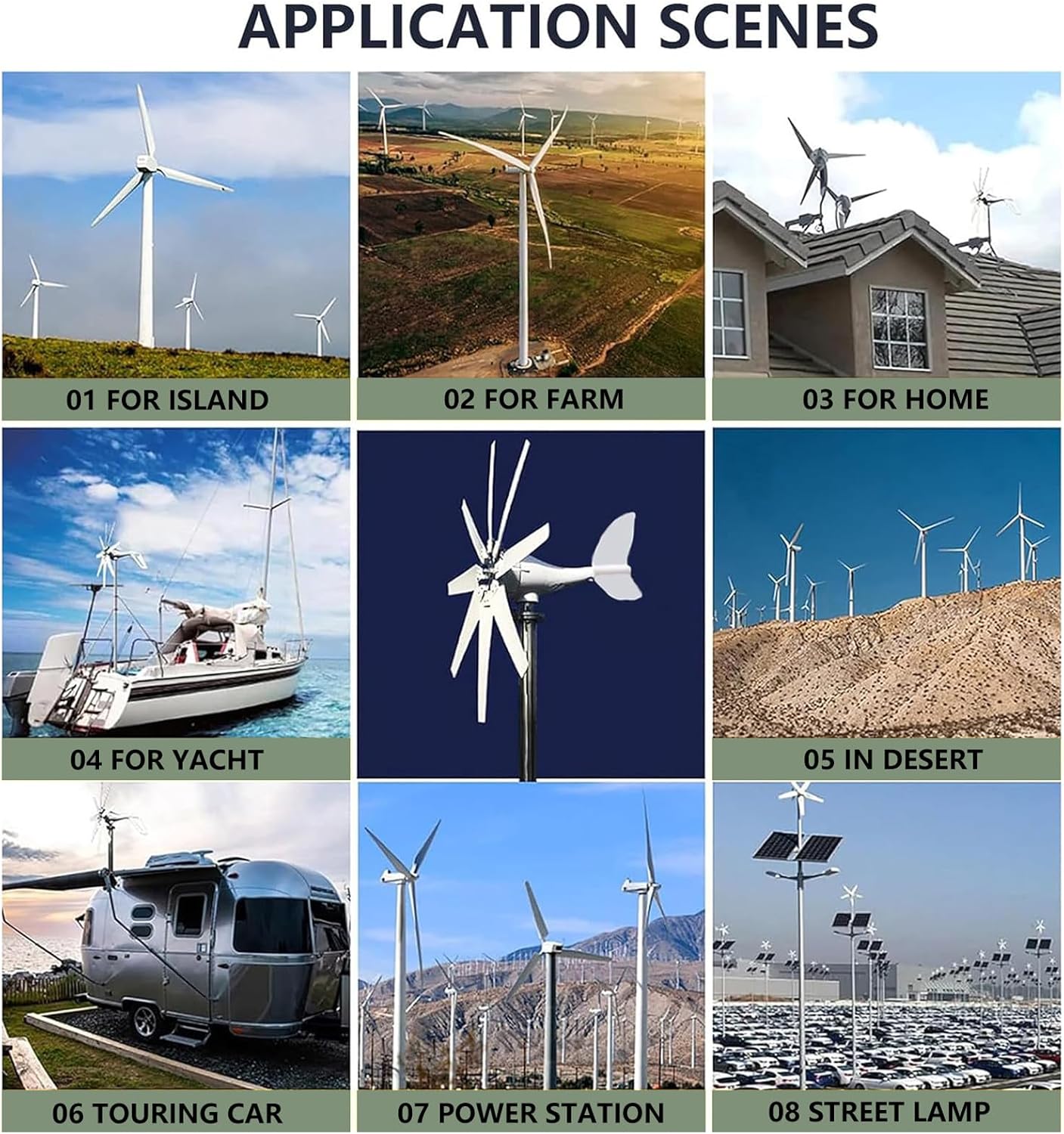 12000W Wind Turbine Generator Kit - 8-Blade Design, Solar Wind Hybrid Controller for 12V/24V/48V, Efficient Small Windmill for Home Energy, Eco-Friendly Renewable Power Solution