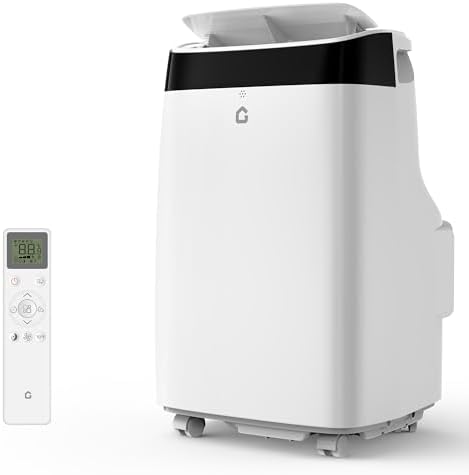 10,000 BTUs Portable Air Conditioner with Cooling, Dehumidifier, Fan 3 in-1, Follow Me Function, 24H Timer, Dual Motors High Efficiency Cooling Up to 450 Sq. Ft. with Remote Control, White