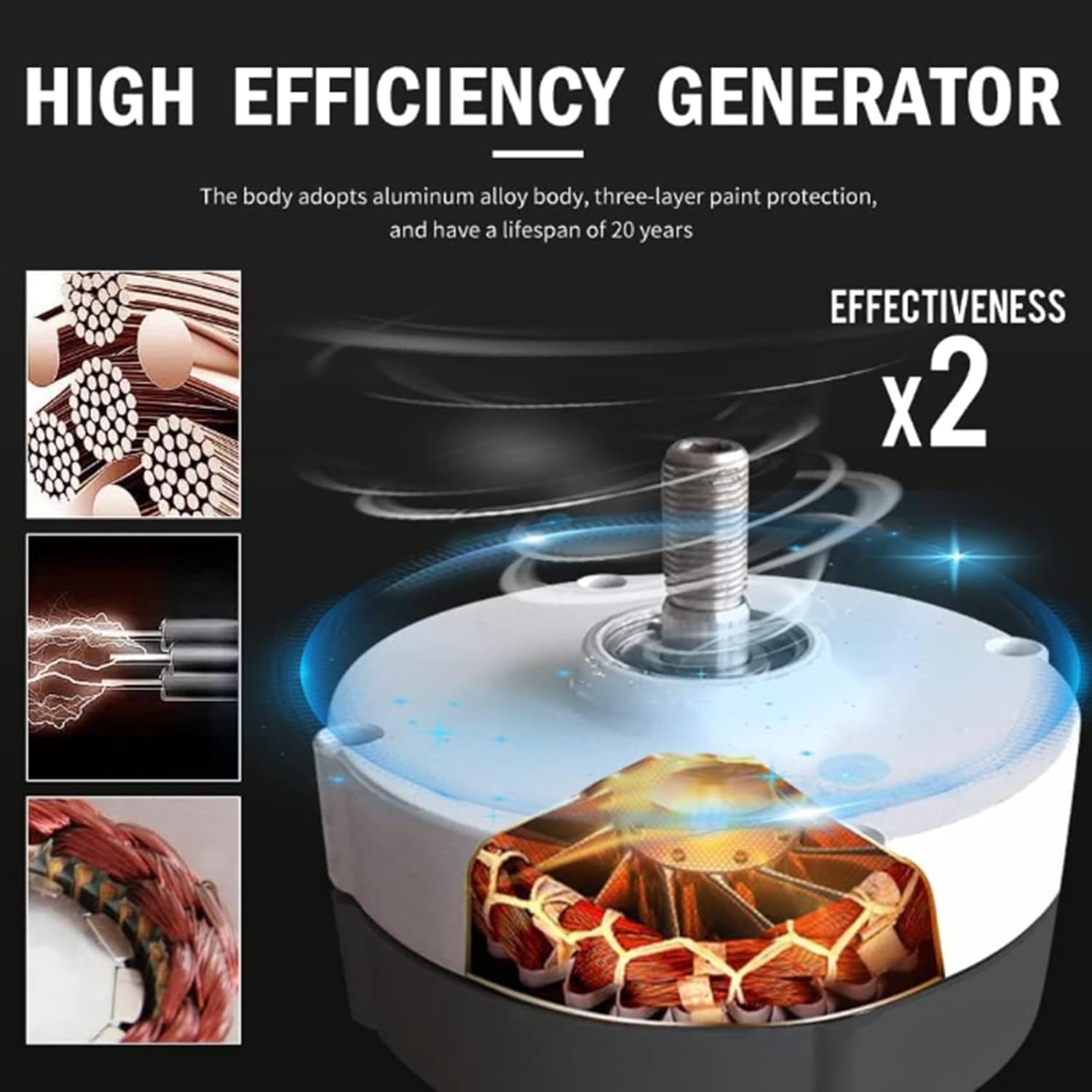 220V,BAOJUHUIKANG Permanent Magnet Generator 100W-14000W, 12V-220V 3 Phase AC Wind Turbine Generator with Base, for DIY Wind Turbine Blade Controller 14000W